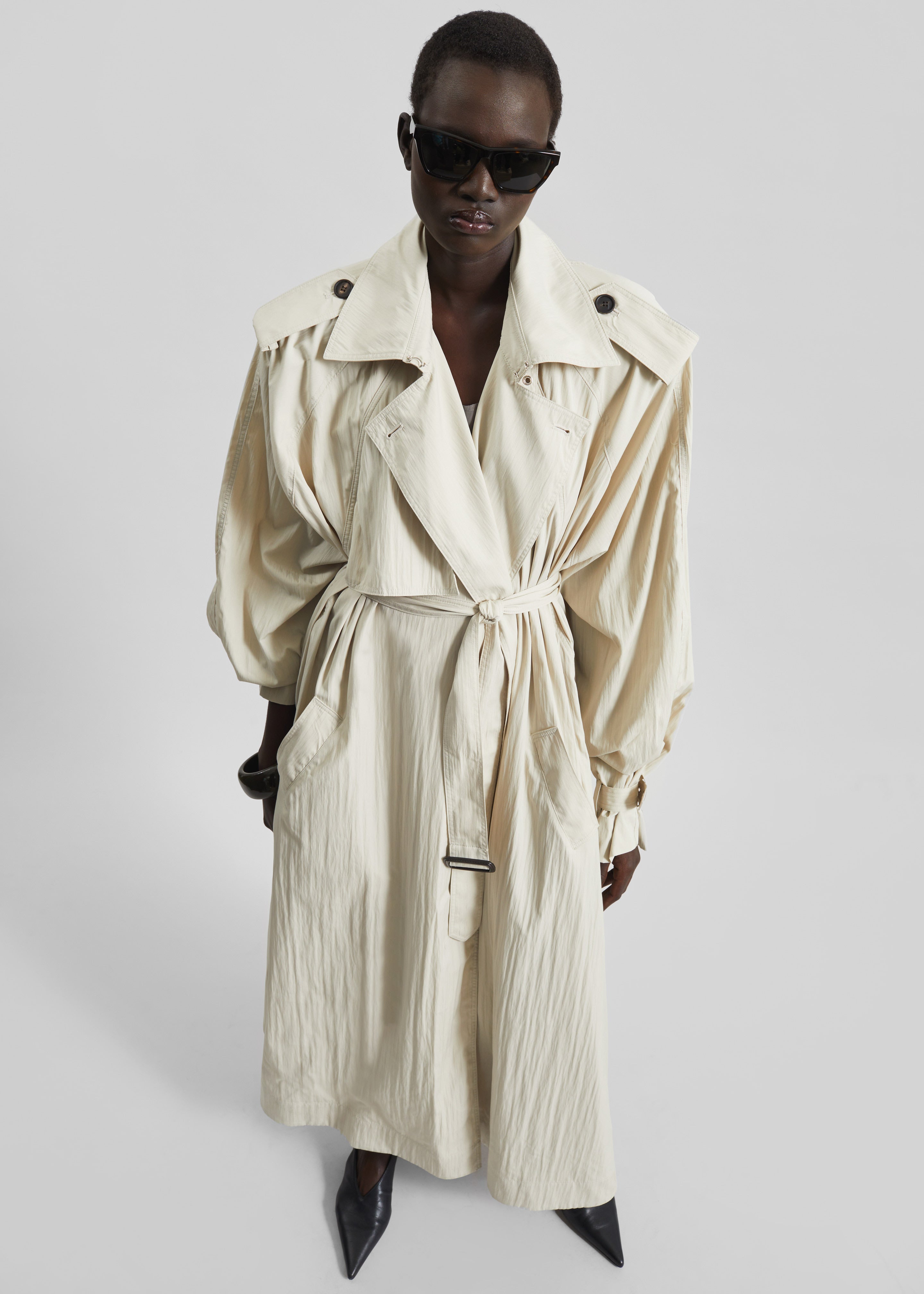 Elsdon Fluid Long Trench - Light Beige - 4