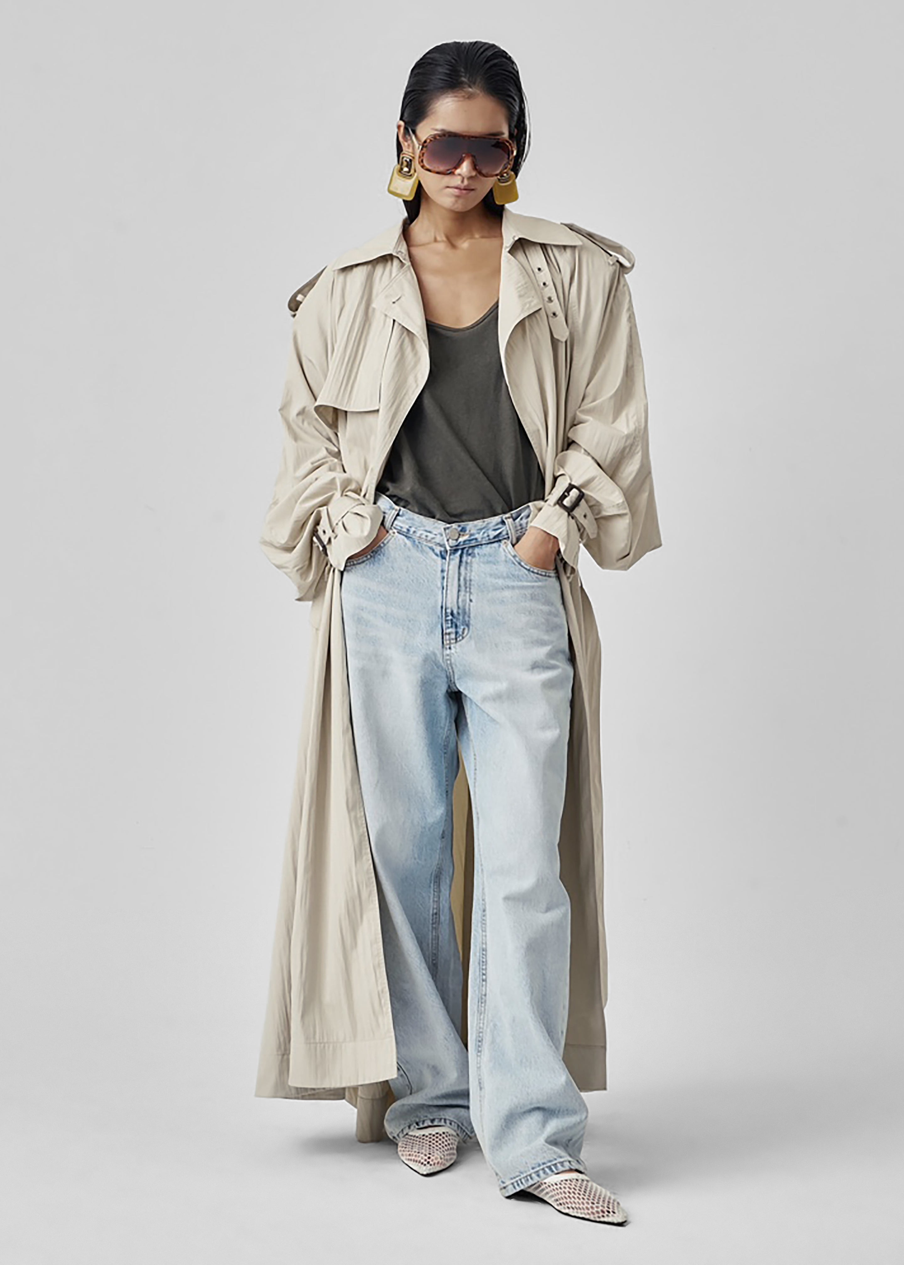 Elsdon Fluid Long Trench - Light Beige - 10