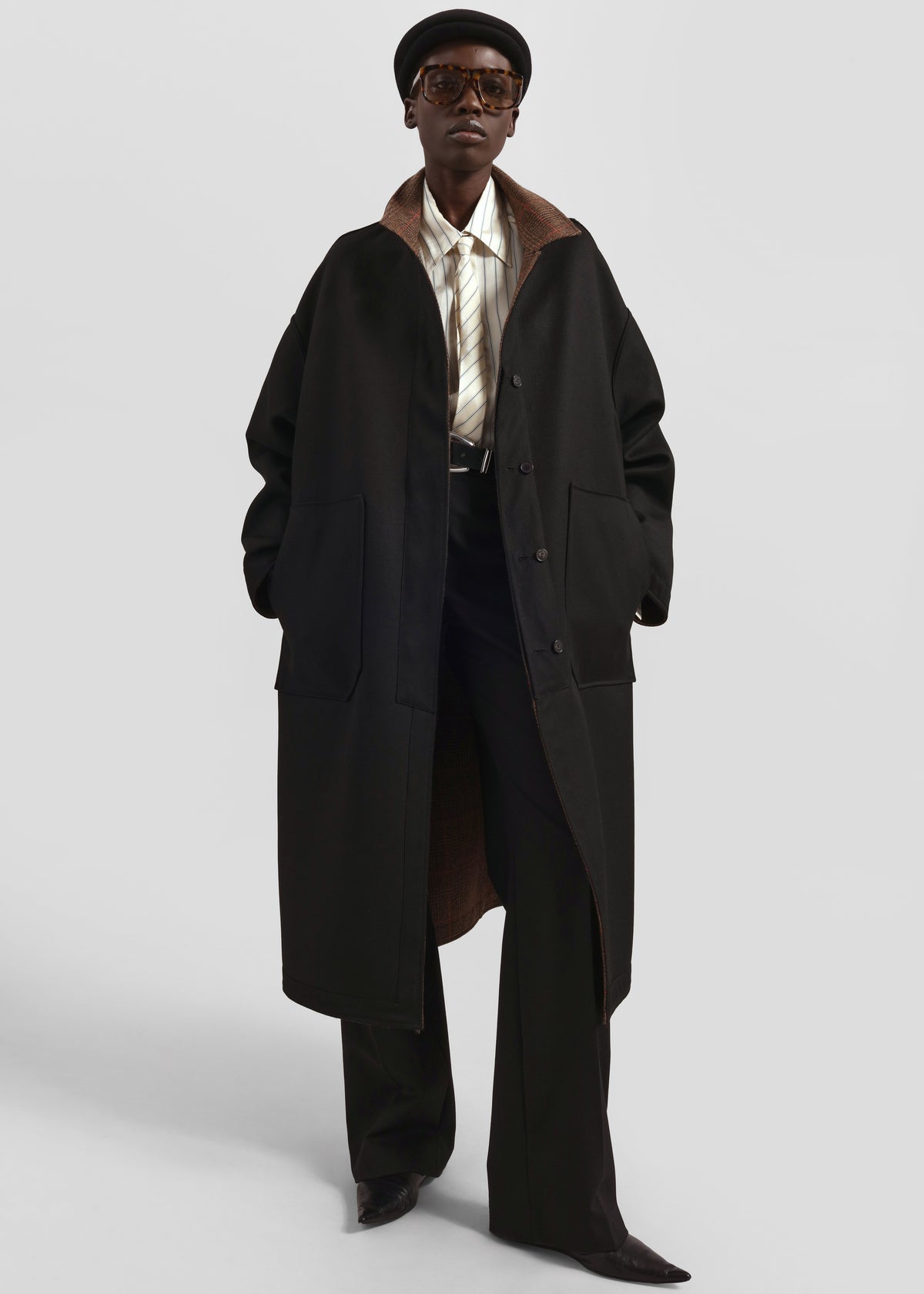 Elton Reversible Car Coat - Brown Glen Plaid - 2