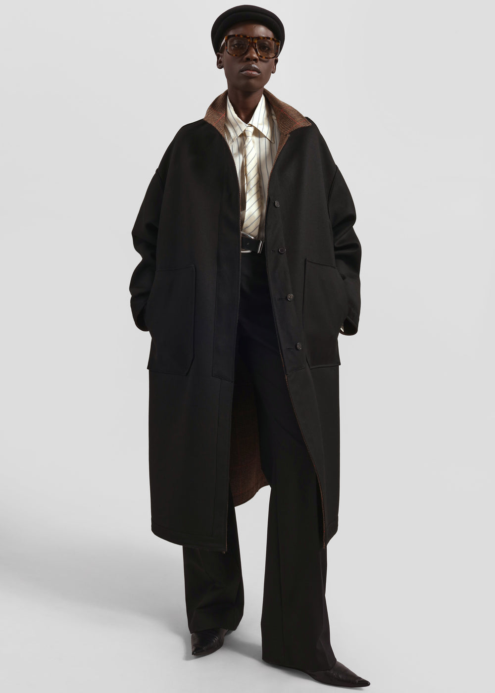 Elton Reversible Car Coat - Brown Glen Plaid - 1