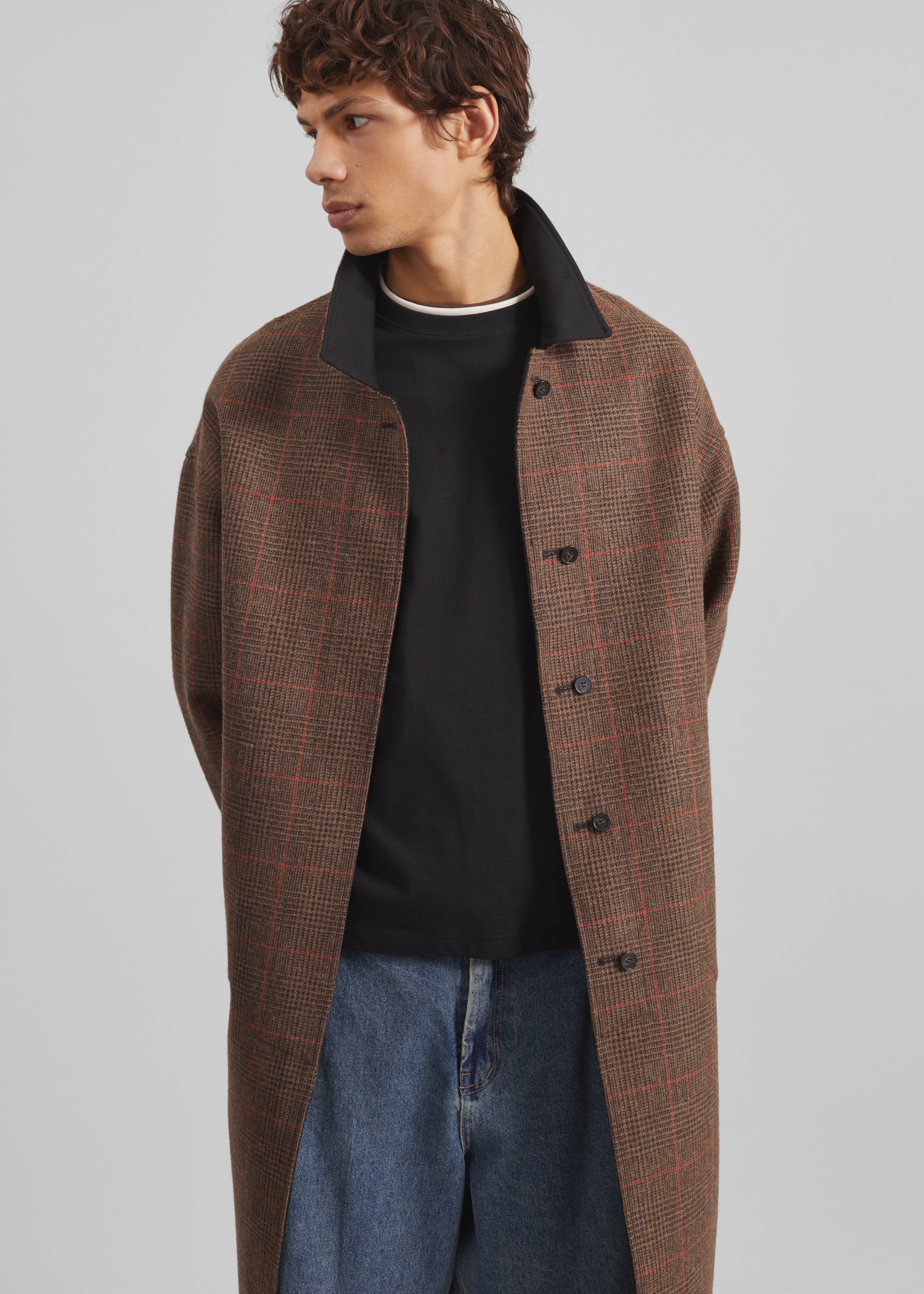 Elton Reversible Car Coat - Brown Glen Plaid - 9
