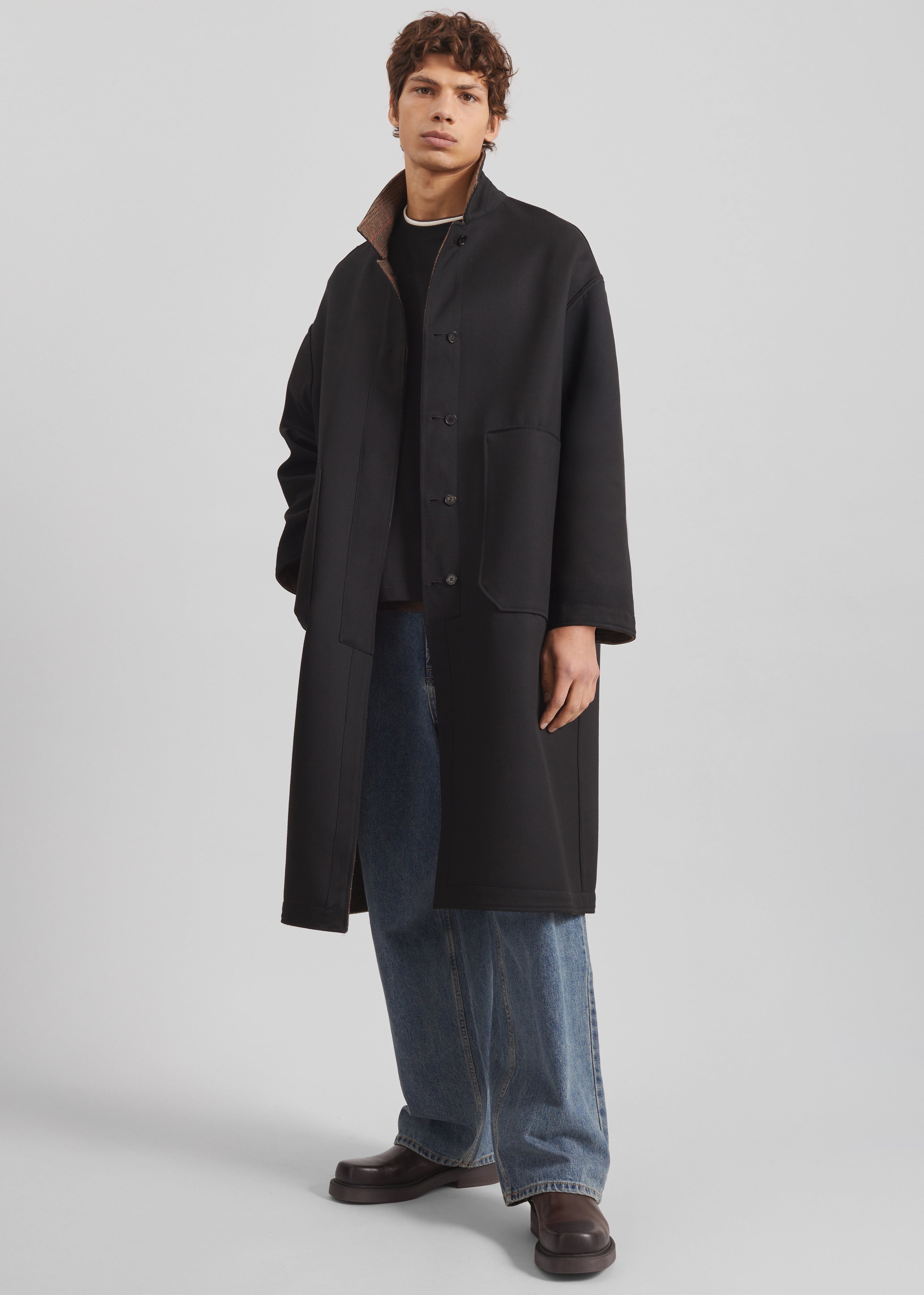 Elton Reversible Car Coat - Brown Glen Plaid - 13