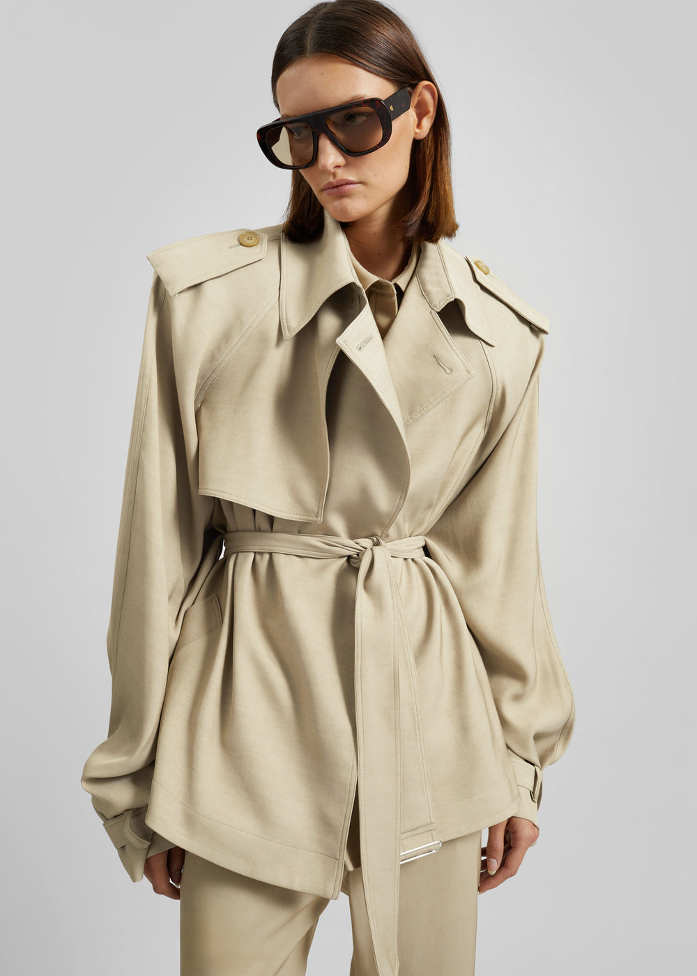 Elva Fluid Short Trench - Beige - 1