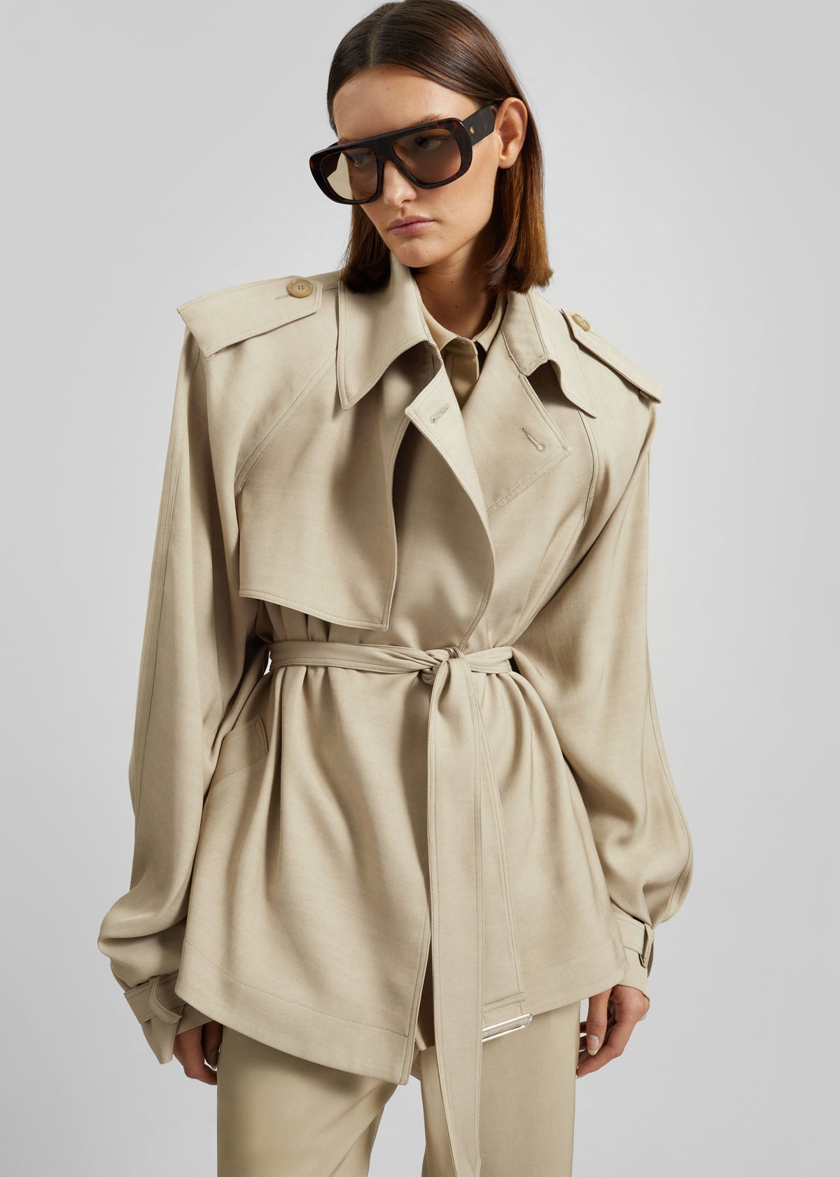 Elva Fluid Short Trench - Beige - 4