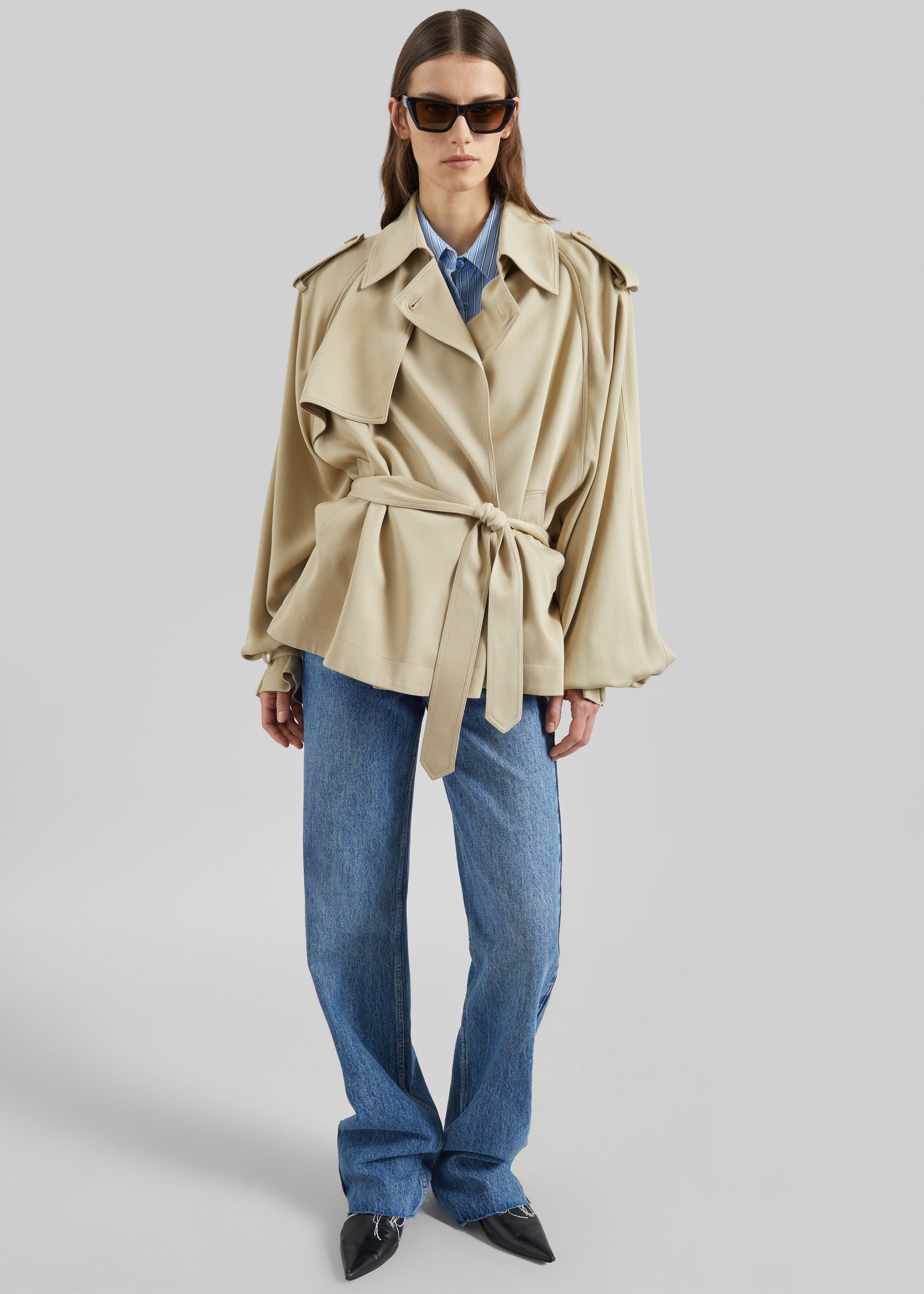 Shop the look image for Elva Fluid Short Trench - Beige
