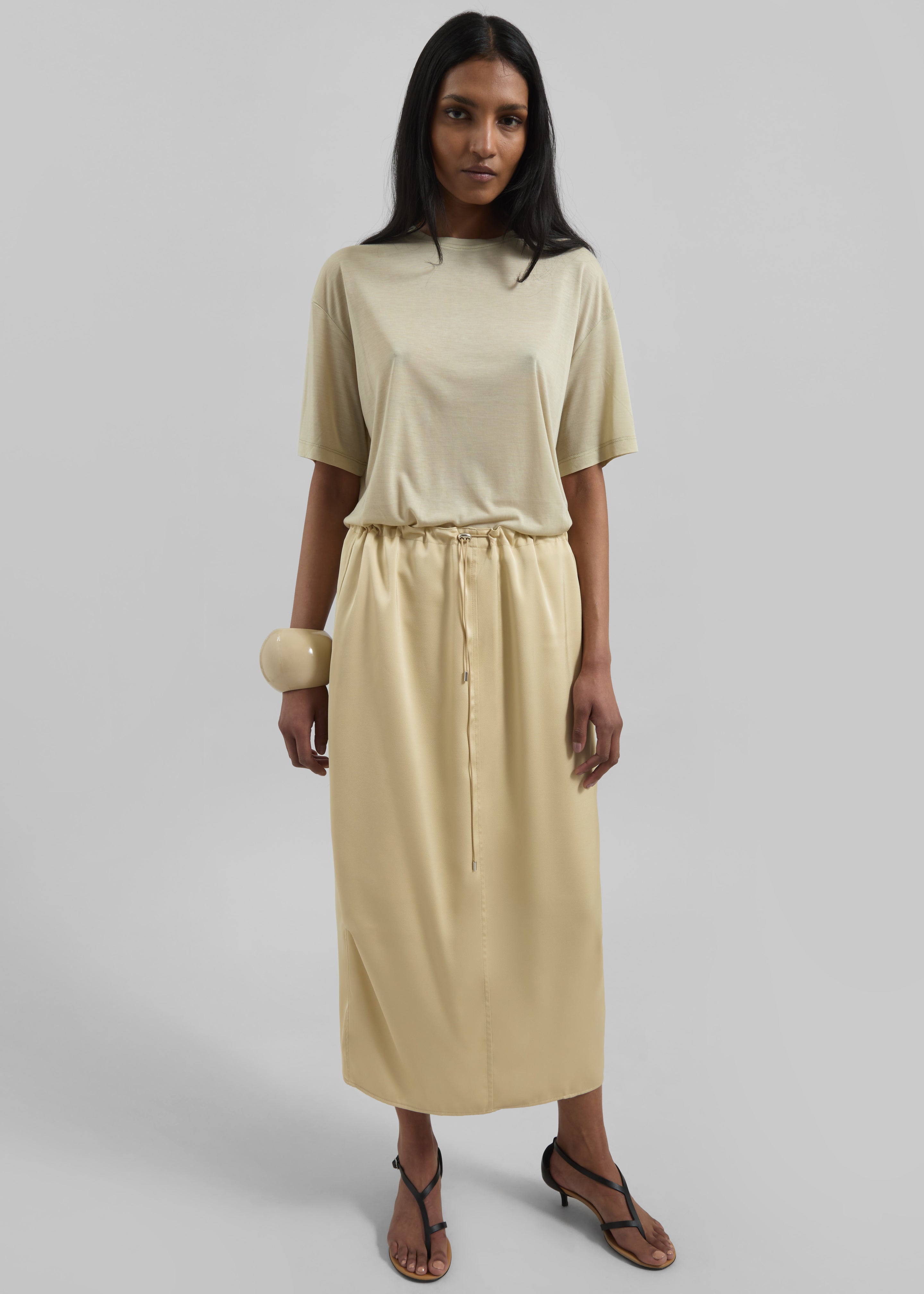 Elvas Satin Midi Skirt - Pale Yellow – The Frankie Shop