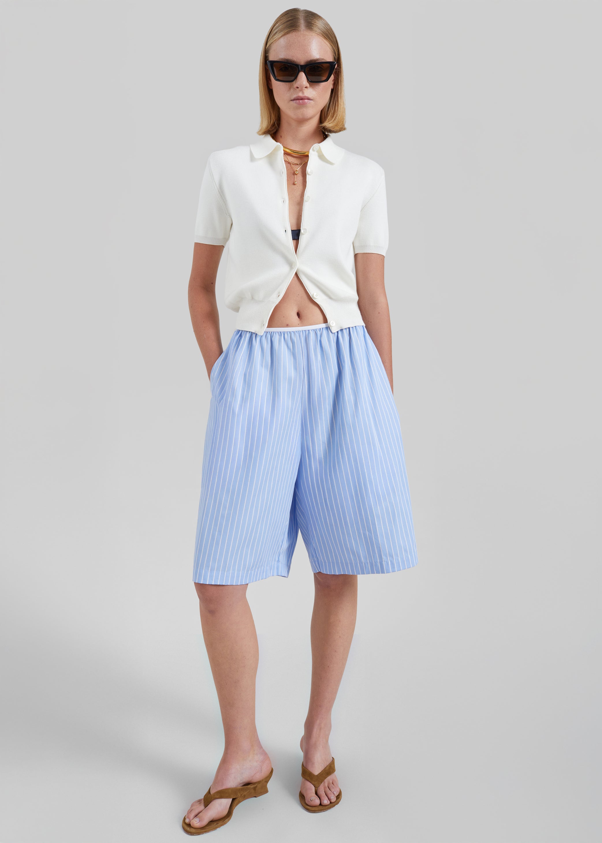 Shop the look image for Elyn Cotton Bermuda Shorts - Blue/White Stripe