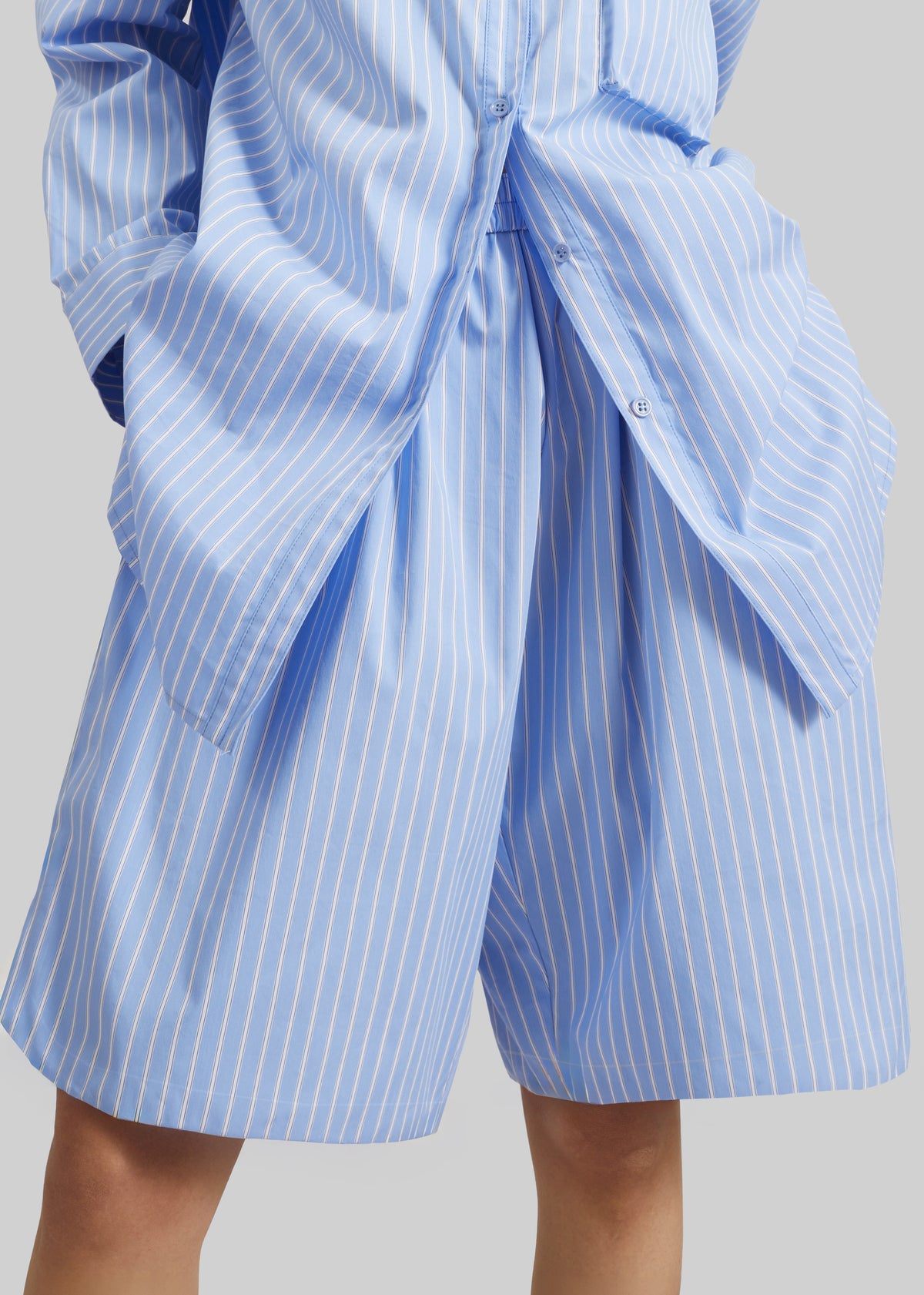 Elyn Cotton Bermuda Shorts - Blue/White Stripe - 4