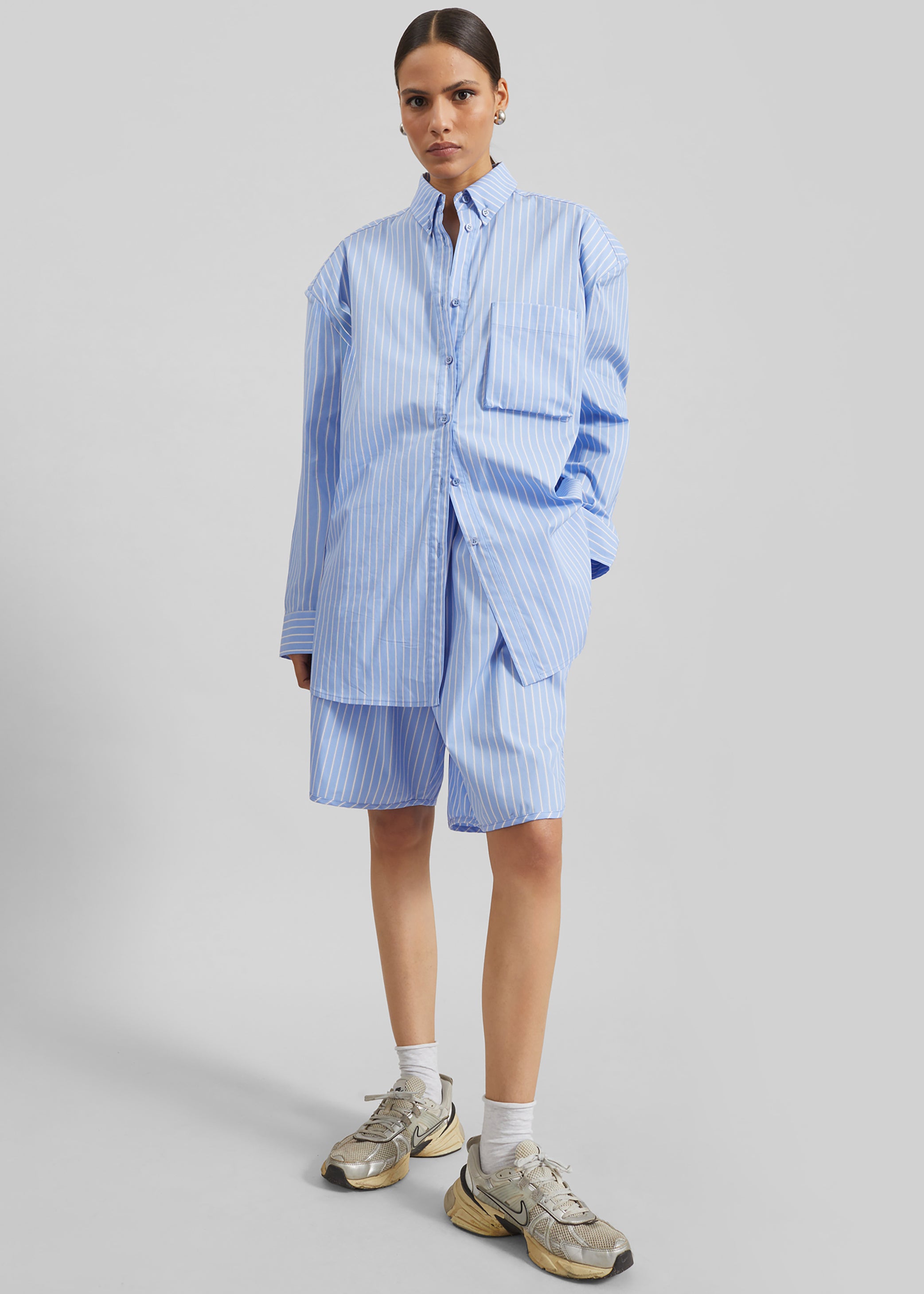 Shop the look image for Elyn Cotton Bermuda Shorts - Blue/White Stripe