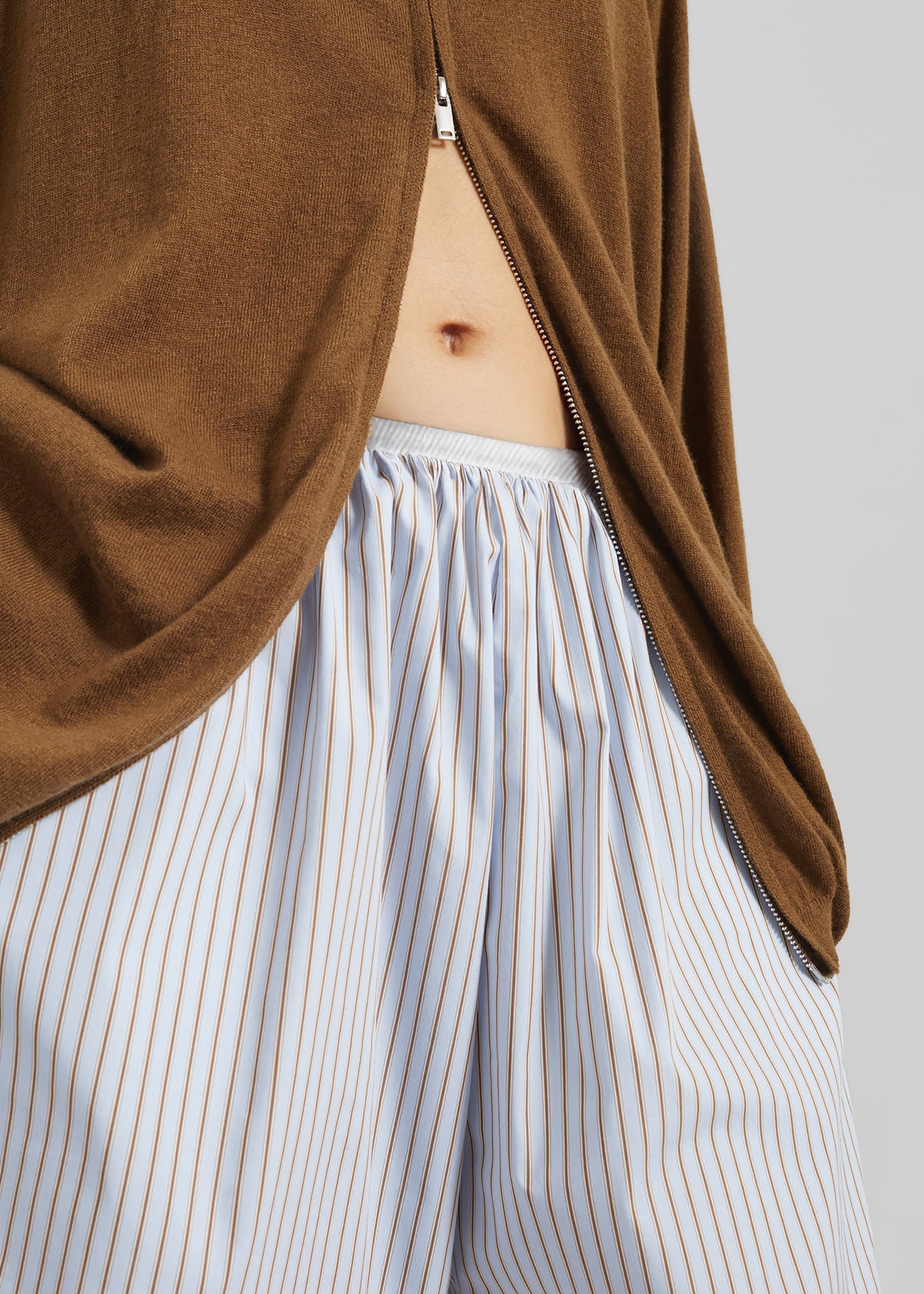 Elyn Cotton Bermuda Shorts - Light Blue/Brown Stripe - 5