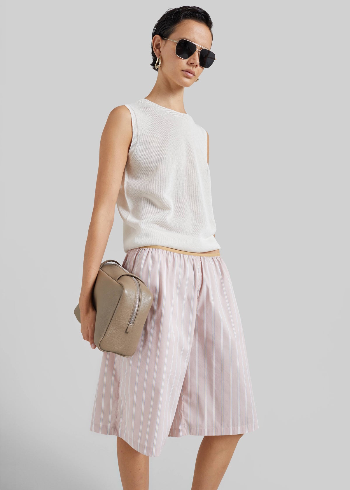 Elyn Elastic Bermuda Shorts - Pink/White Stripes - 6