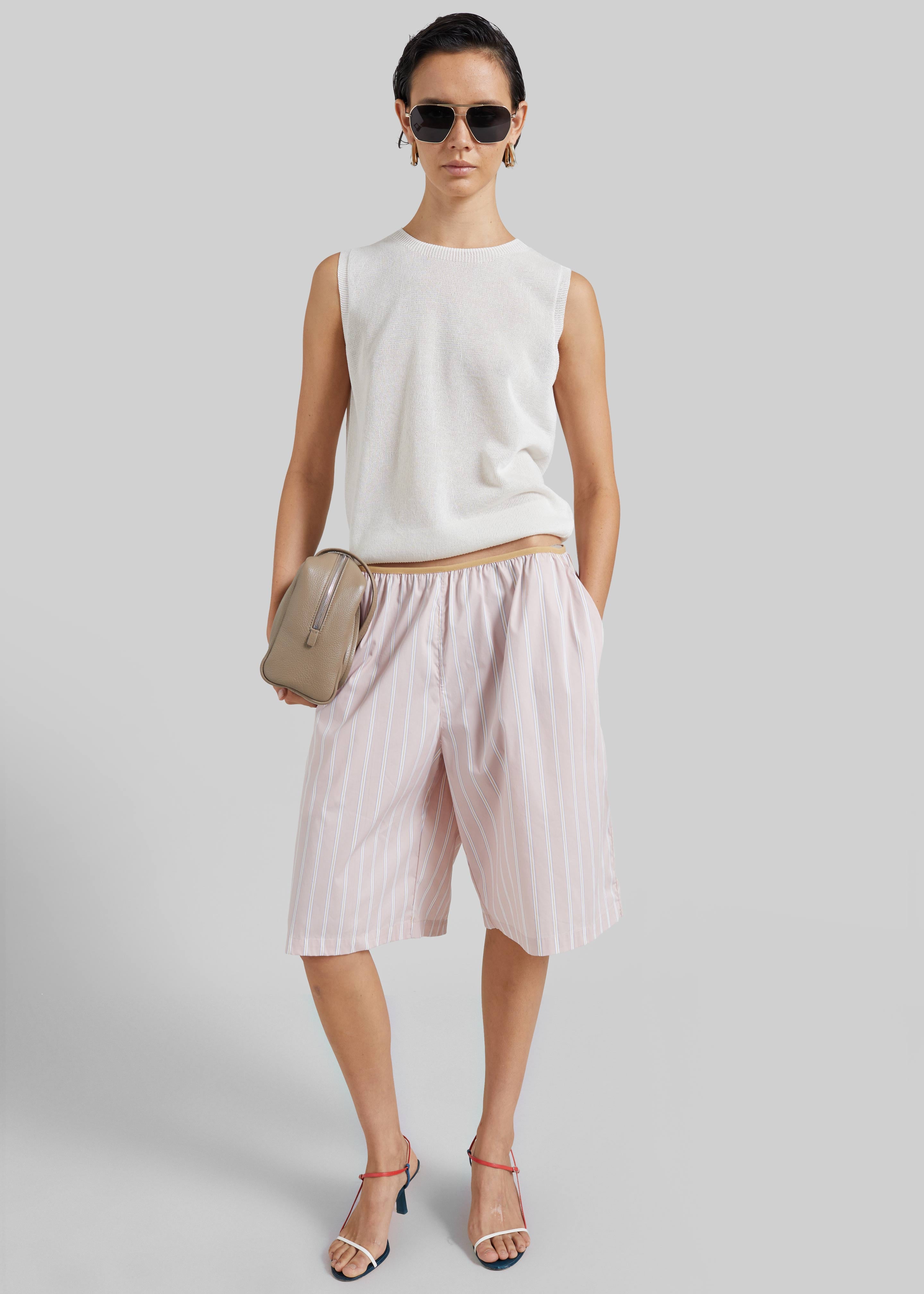 Elyn Elastic Bermuda Shorts - Pink/White Stripes - 7