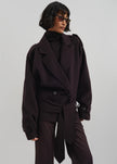 Elys Short Wool Trench - Dark Plum