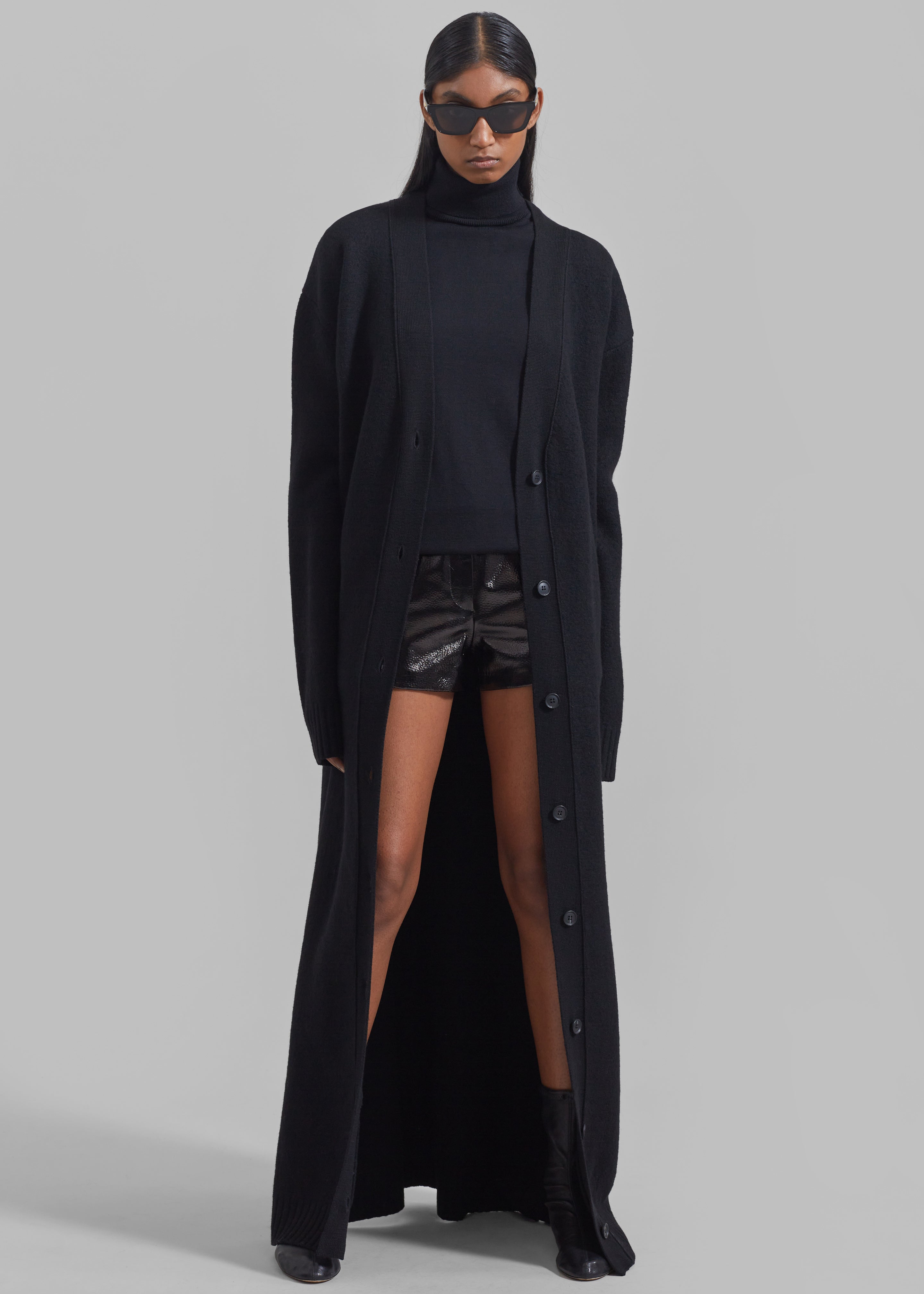 The Frankie Shop Black Emi Long Knit Cardigan