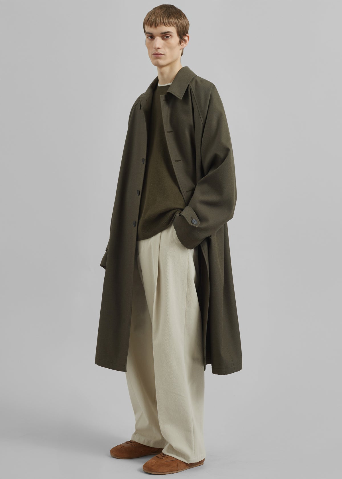 Emil Wool-Blend Trench - Army Green - 2