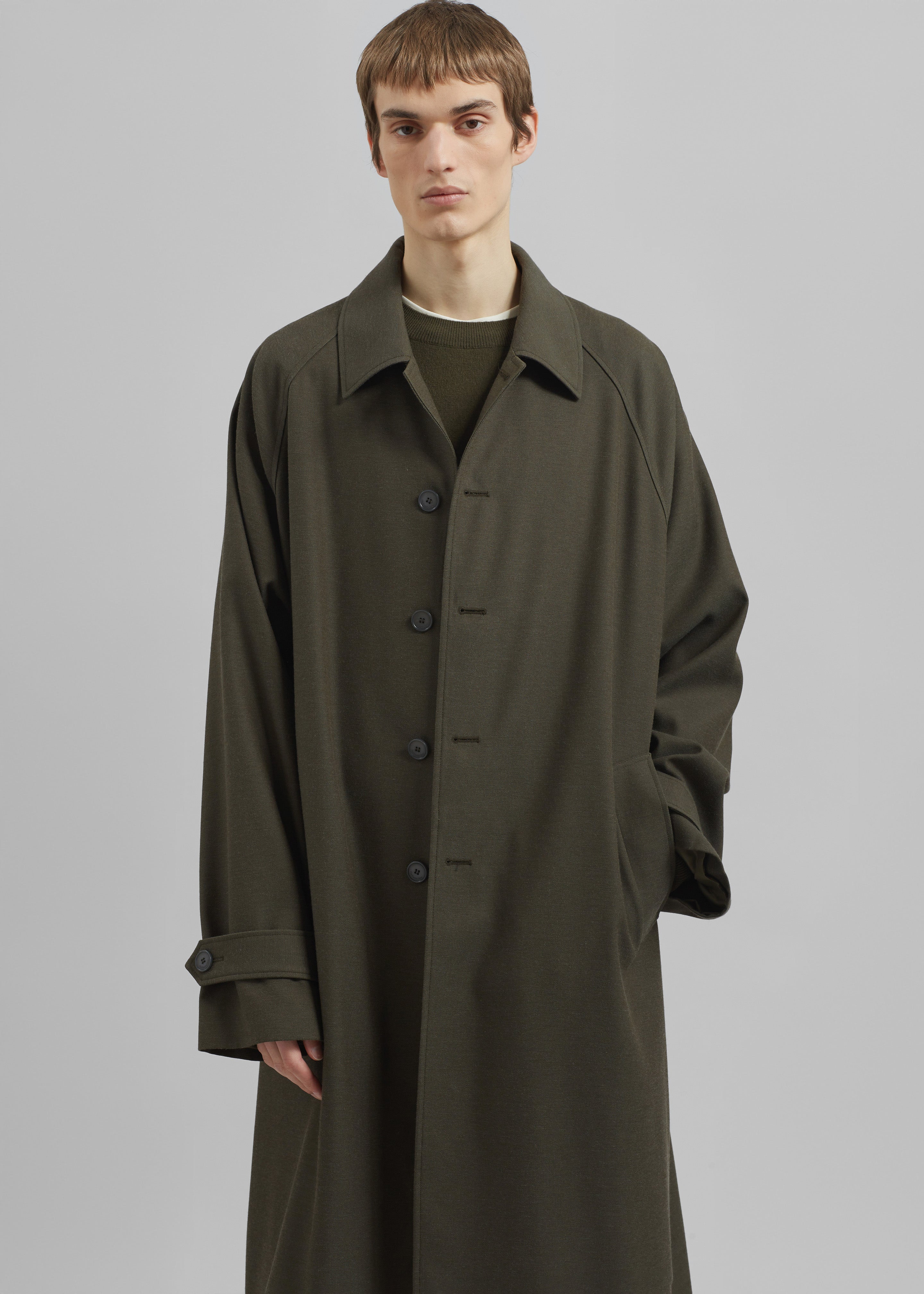 Emil Wool-Blend Trench - Army Green - 5