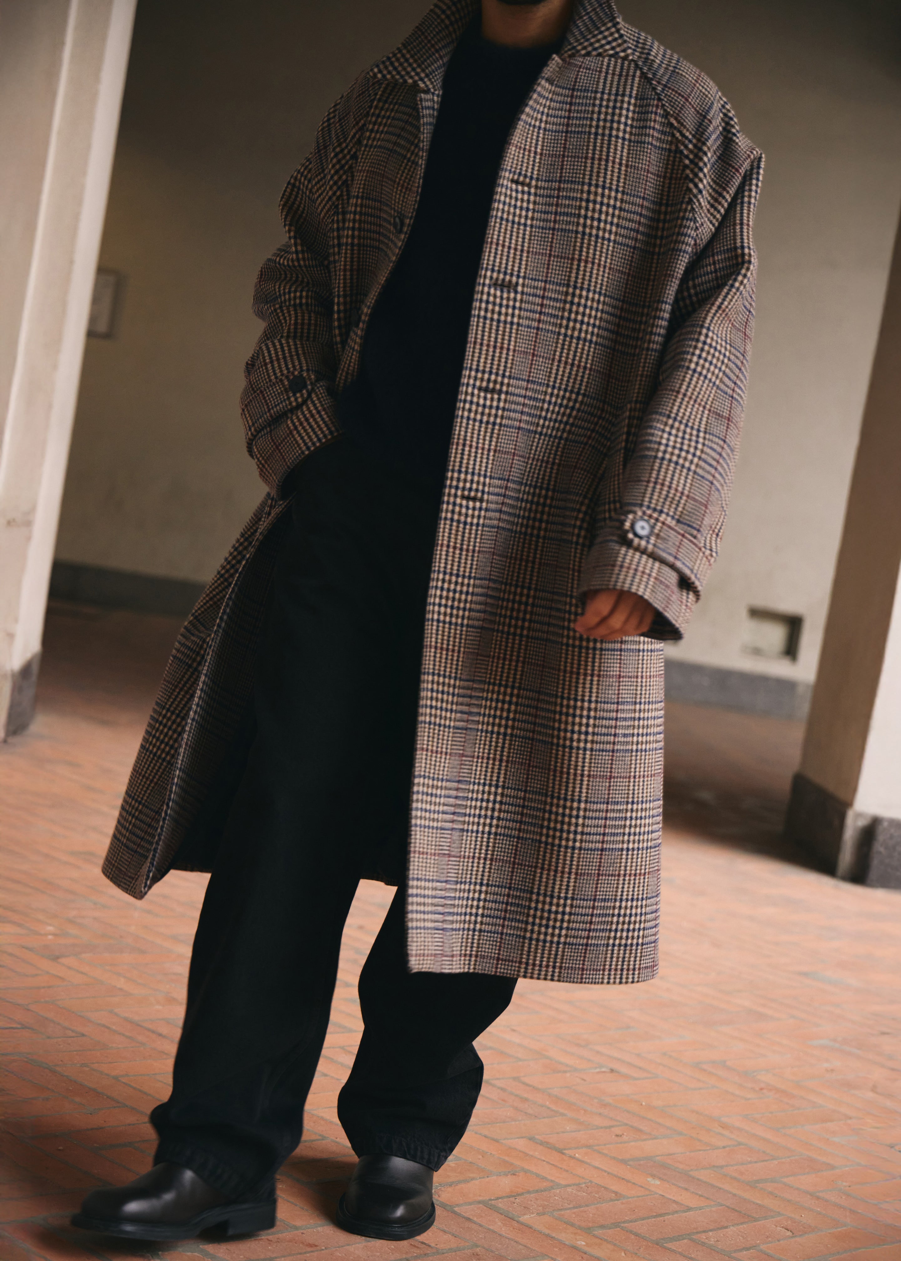 Emil Wool Trench - Beige Glen Plaid - 4