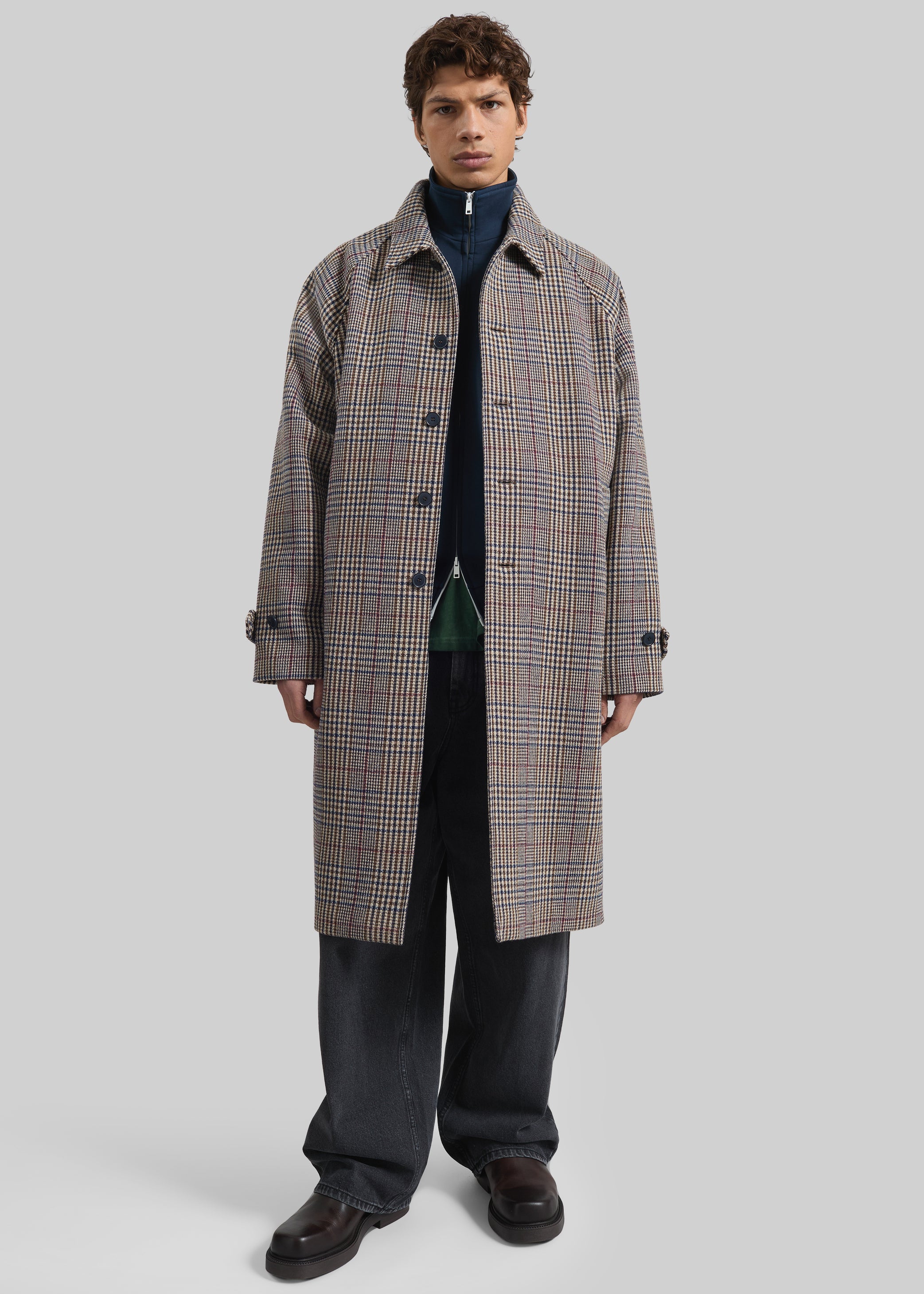 Shop the look image for Emil Wool Trench - Beige Glen Plaid