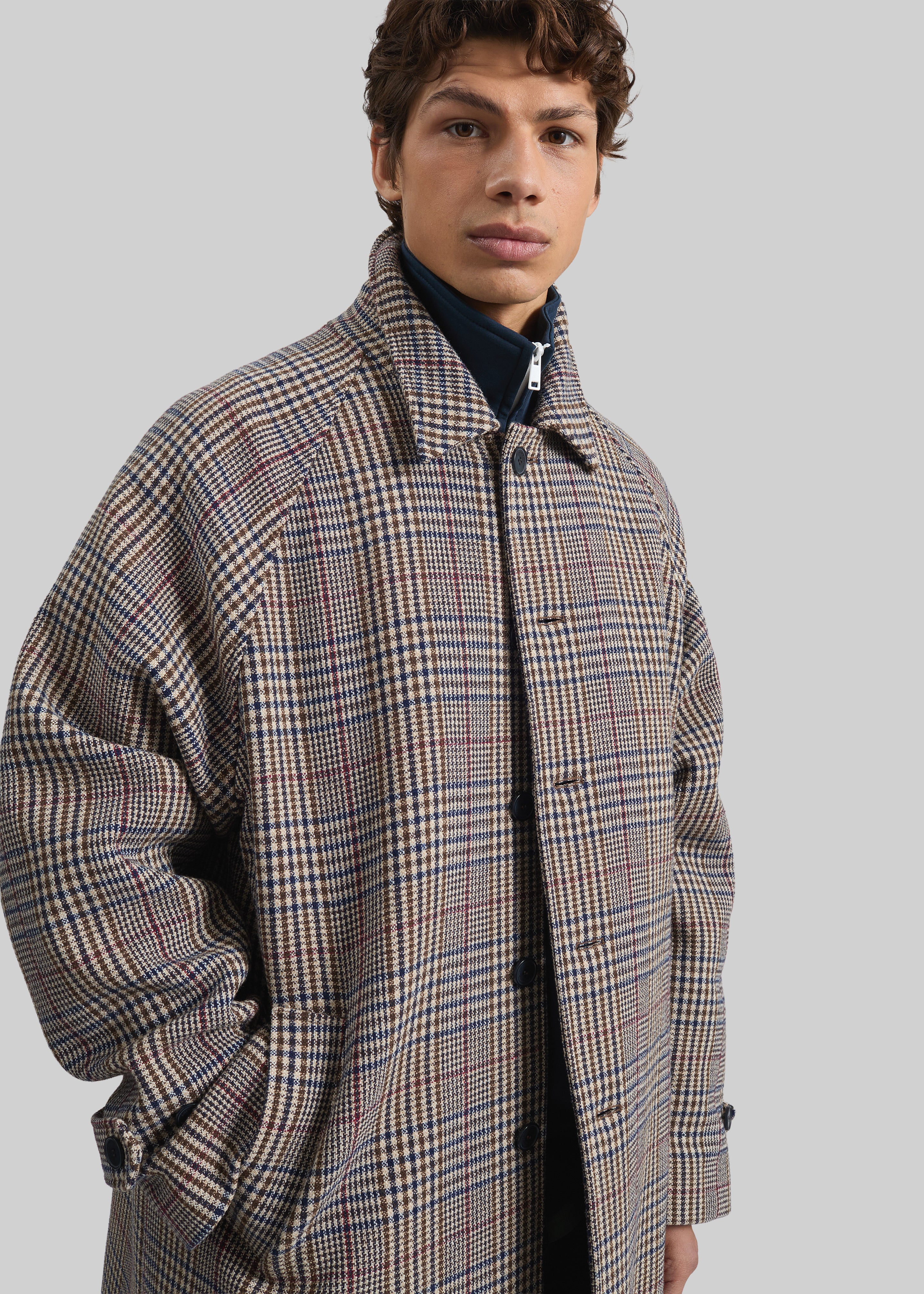 Emil Wool Trench - Beige Glen Plaid - 9