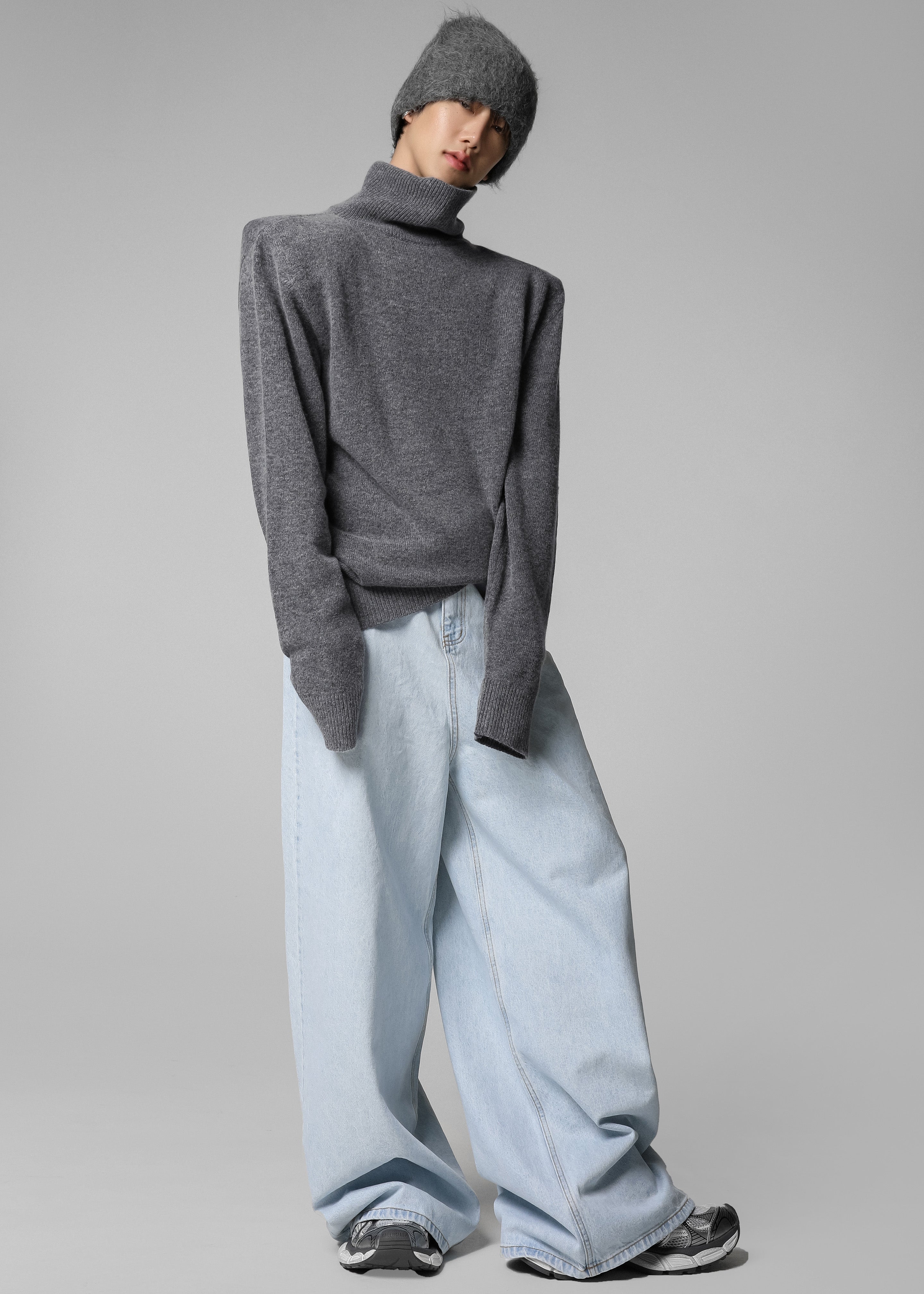 Emilia Mini Padded Sweater Dress - Grey - 12