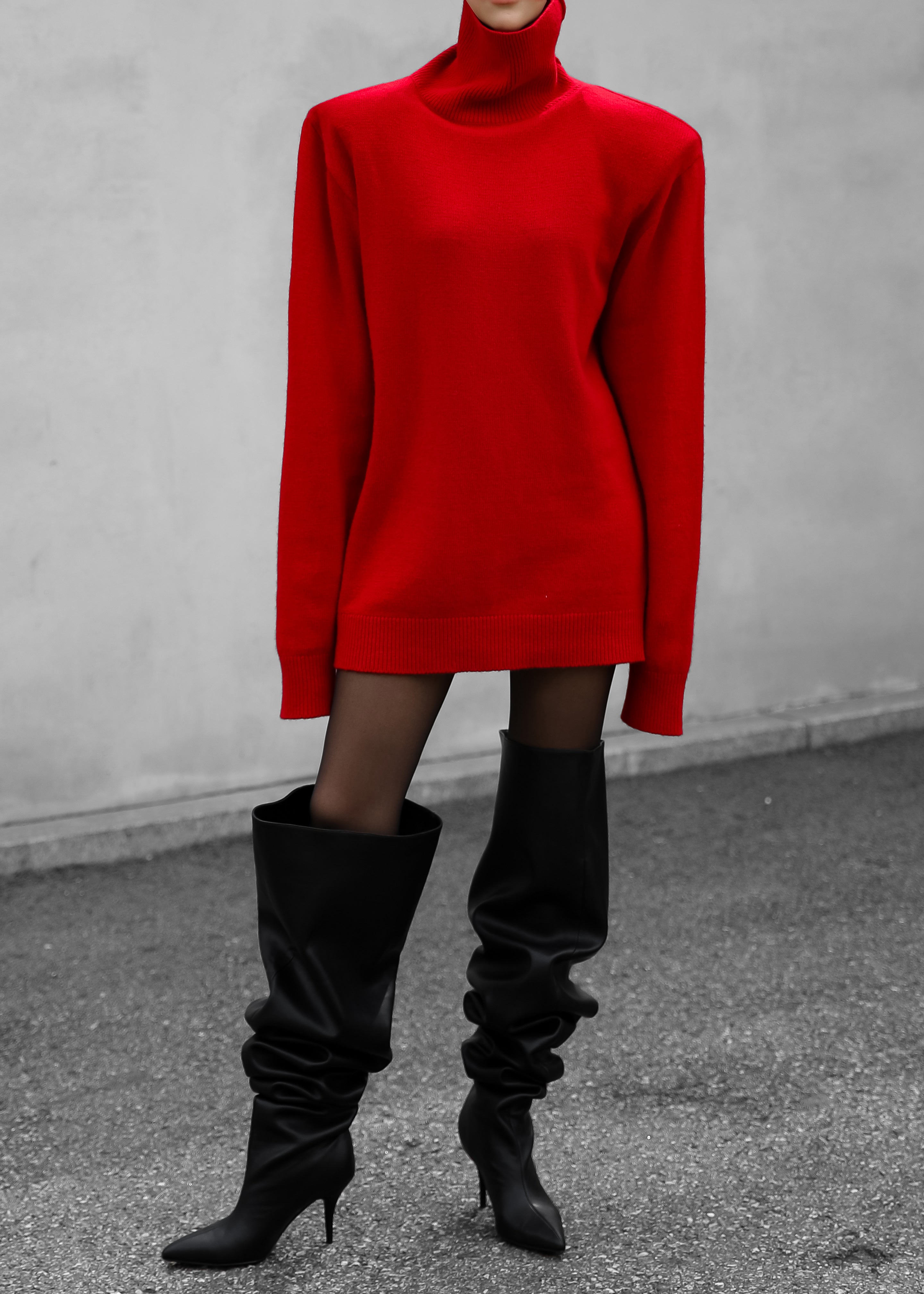 Emilia Mini Padded Sweater Dress - Red - 6