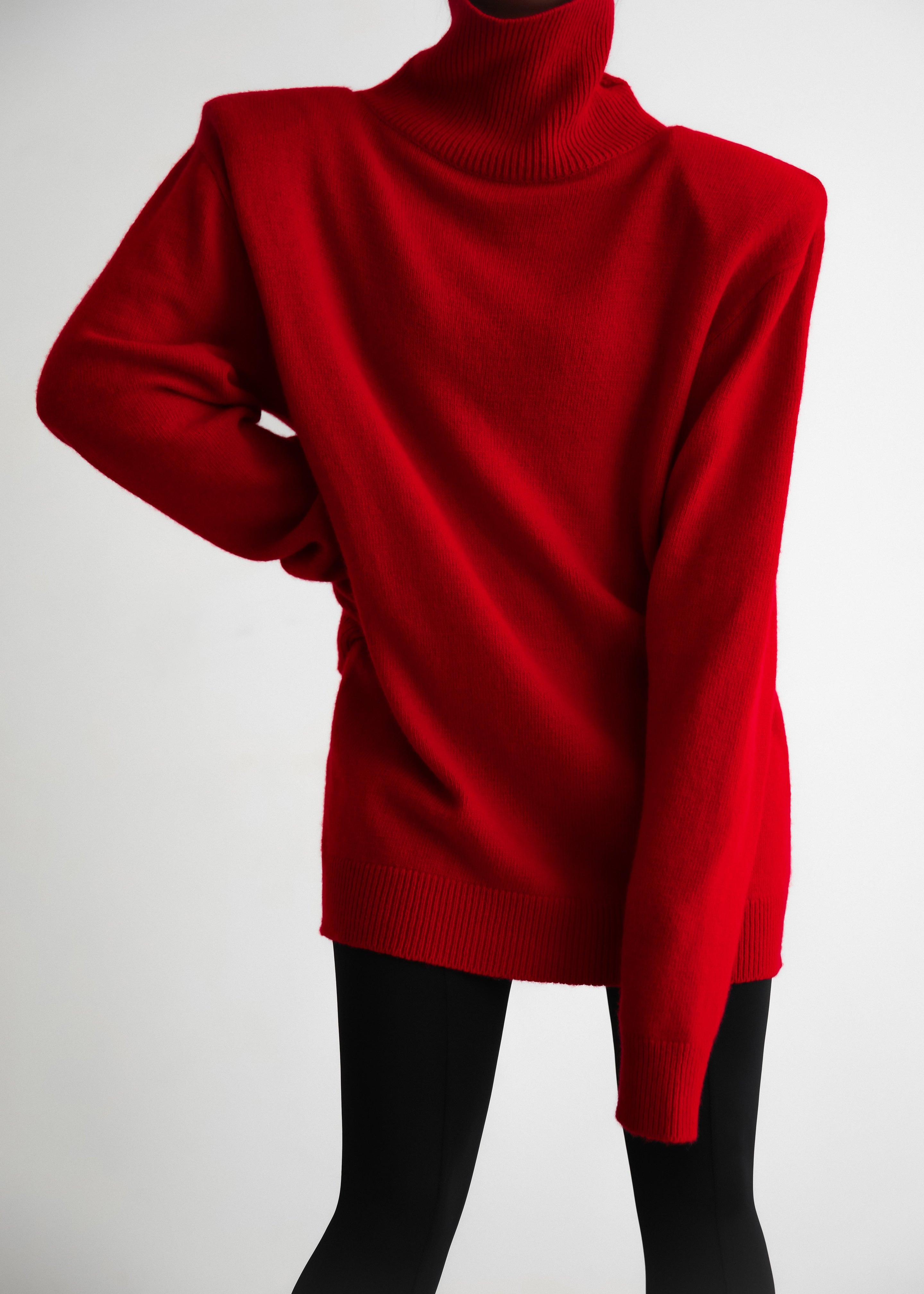 Emilia Mini Padded Sweater Dress - Red - 3