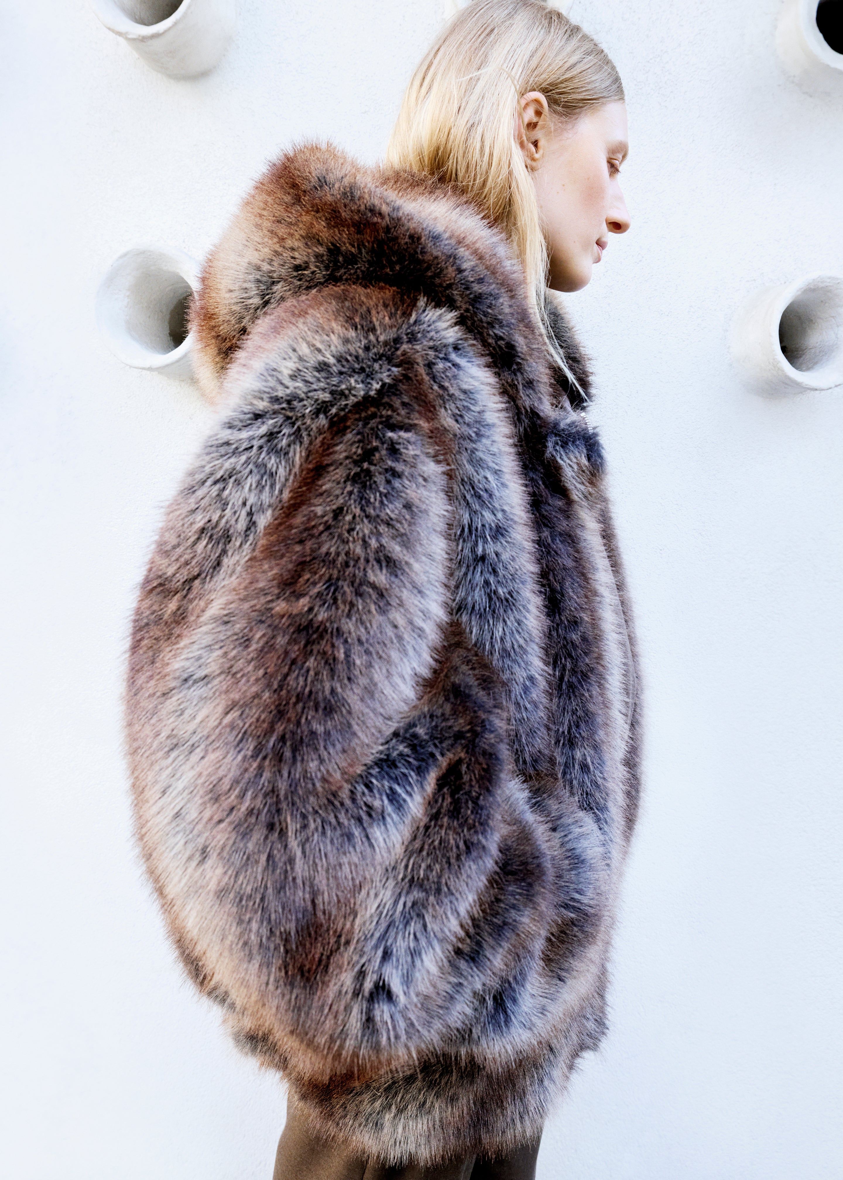 Emma Faux Fur Hooded Jacket - Brown Melange – The Frankie Shop