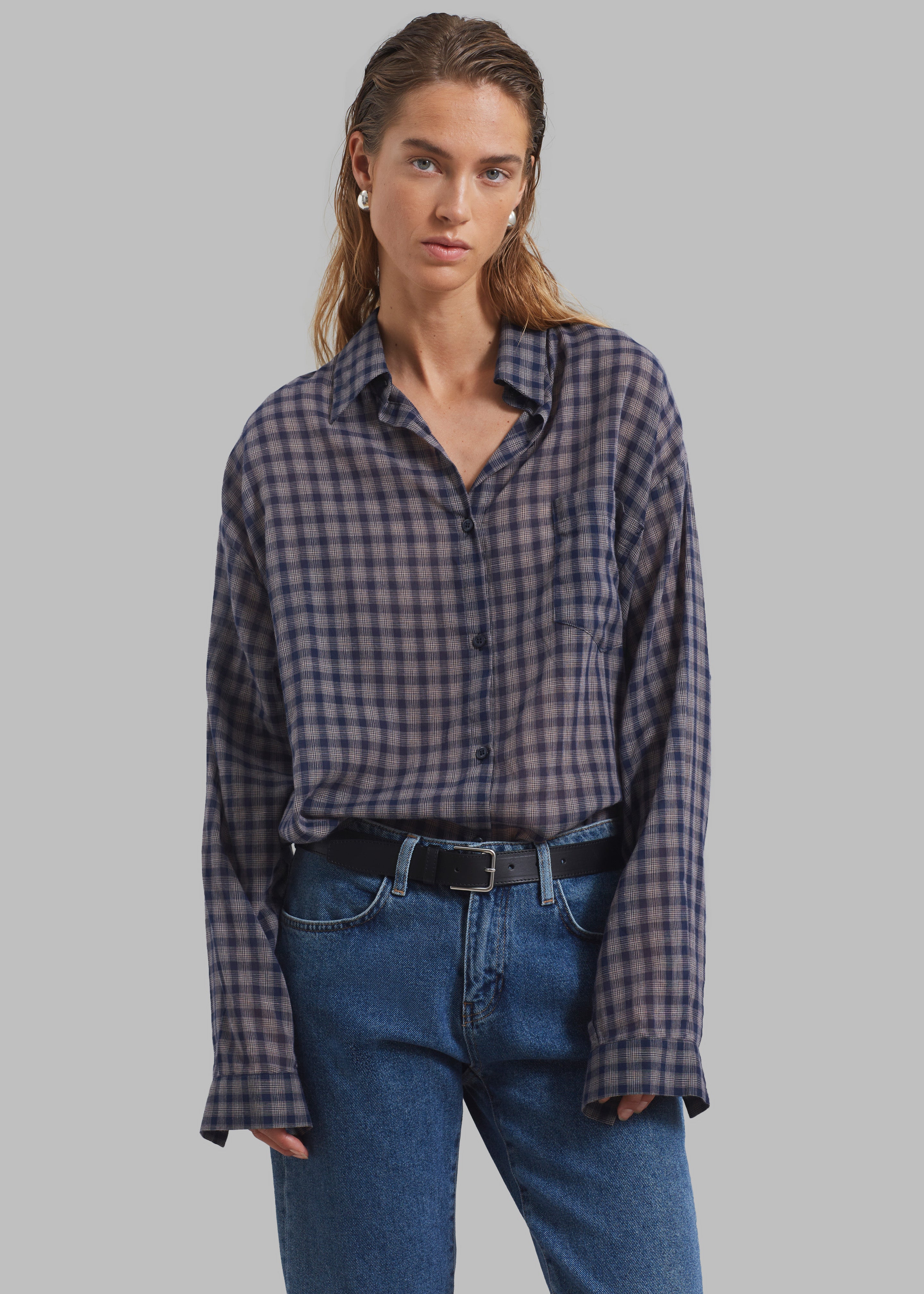 Emmett Plaid Shirt - Navy - 1