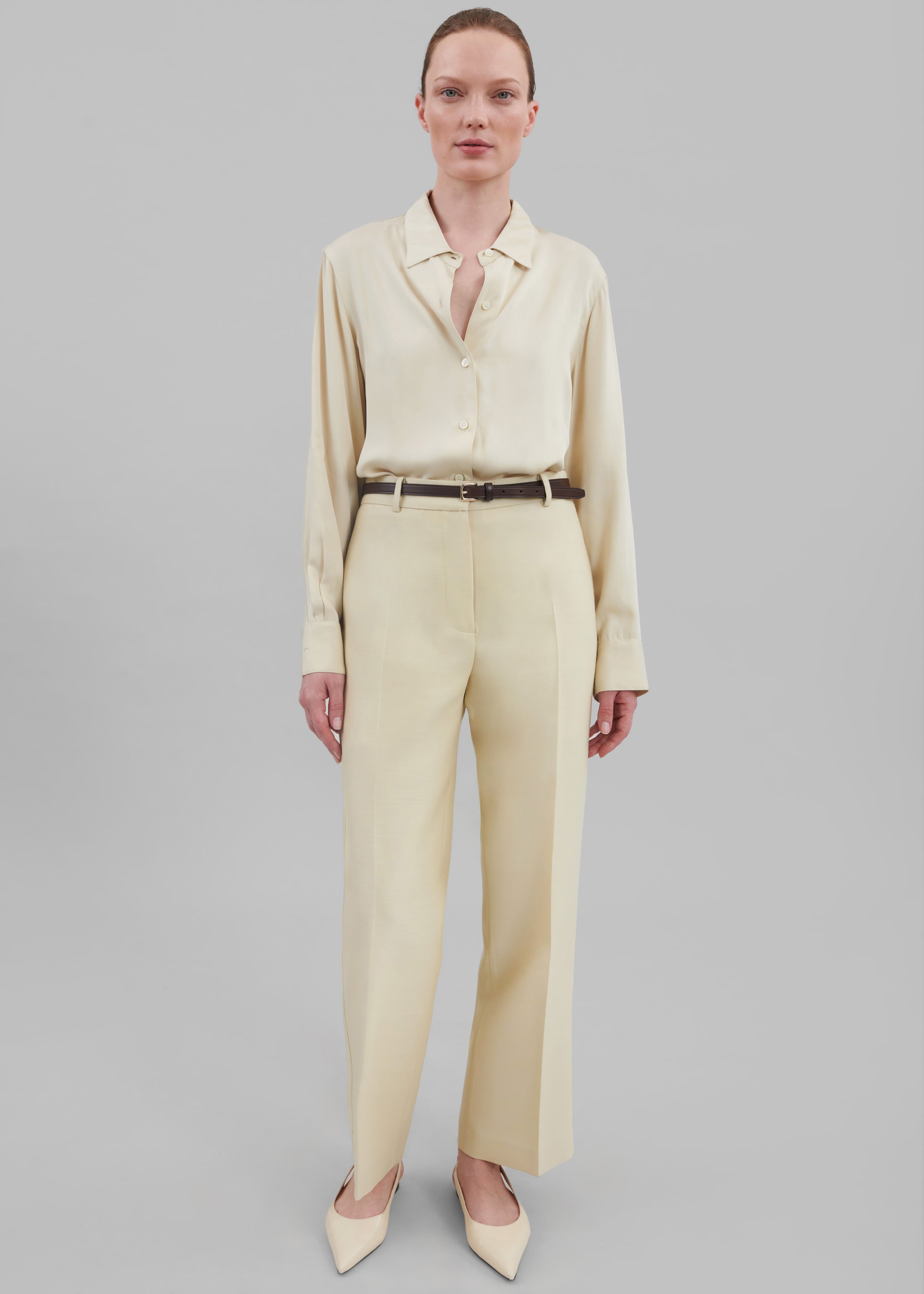 Emra Silk Trousers - Pale Yellow - 9