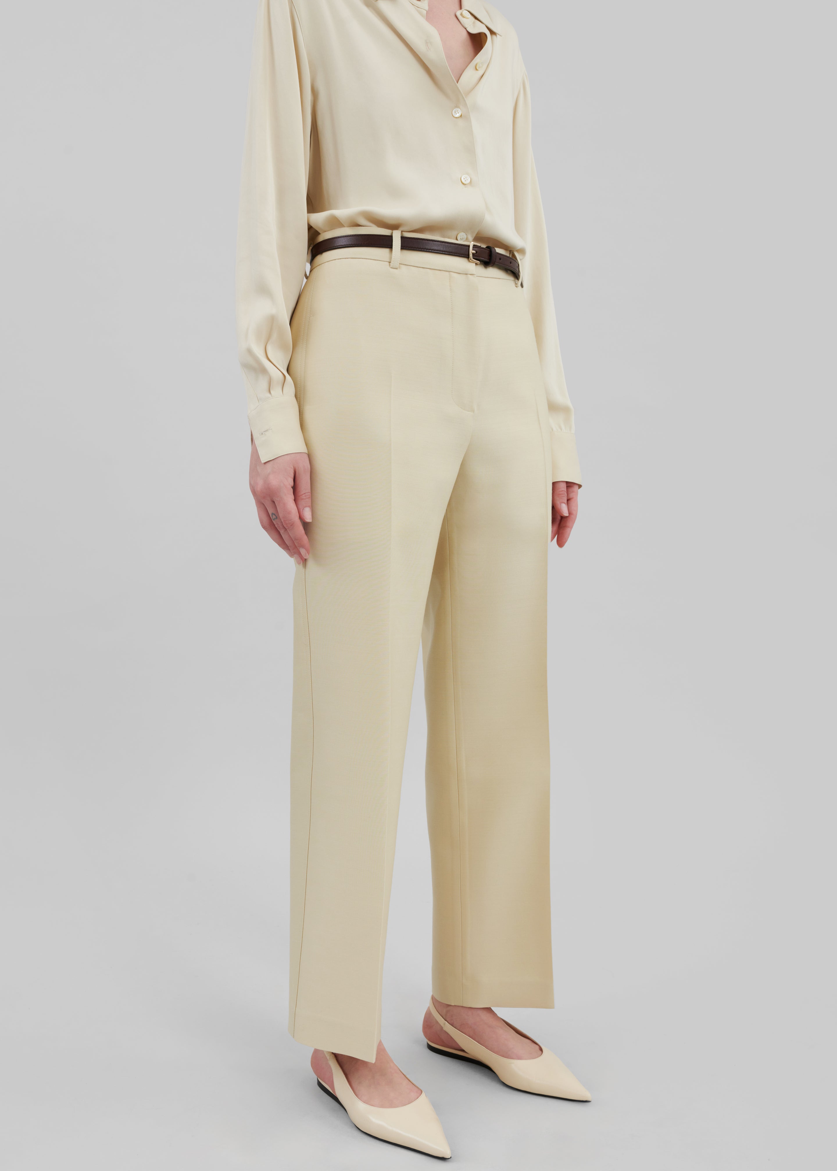 Emra Silk Trousers - Pale Yellow - 4