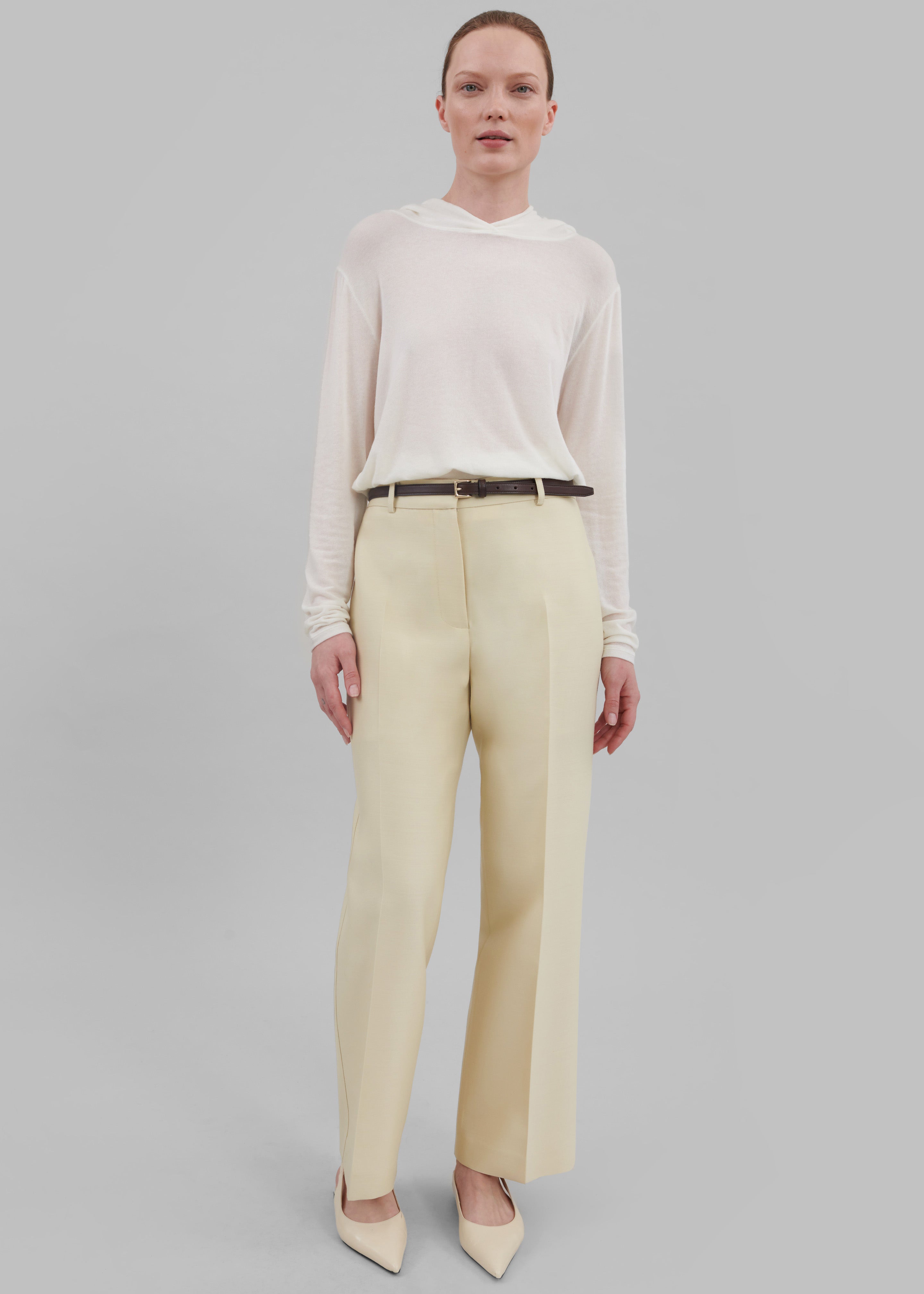 Emra Silk Trousers - Pale Yellow - 6