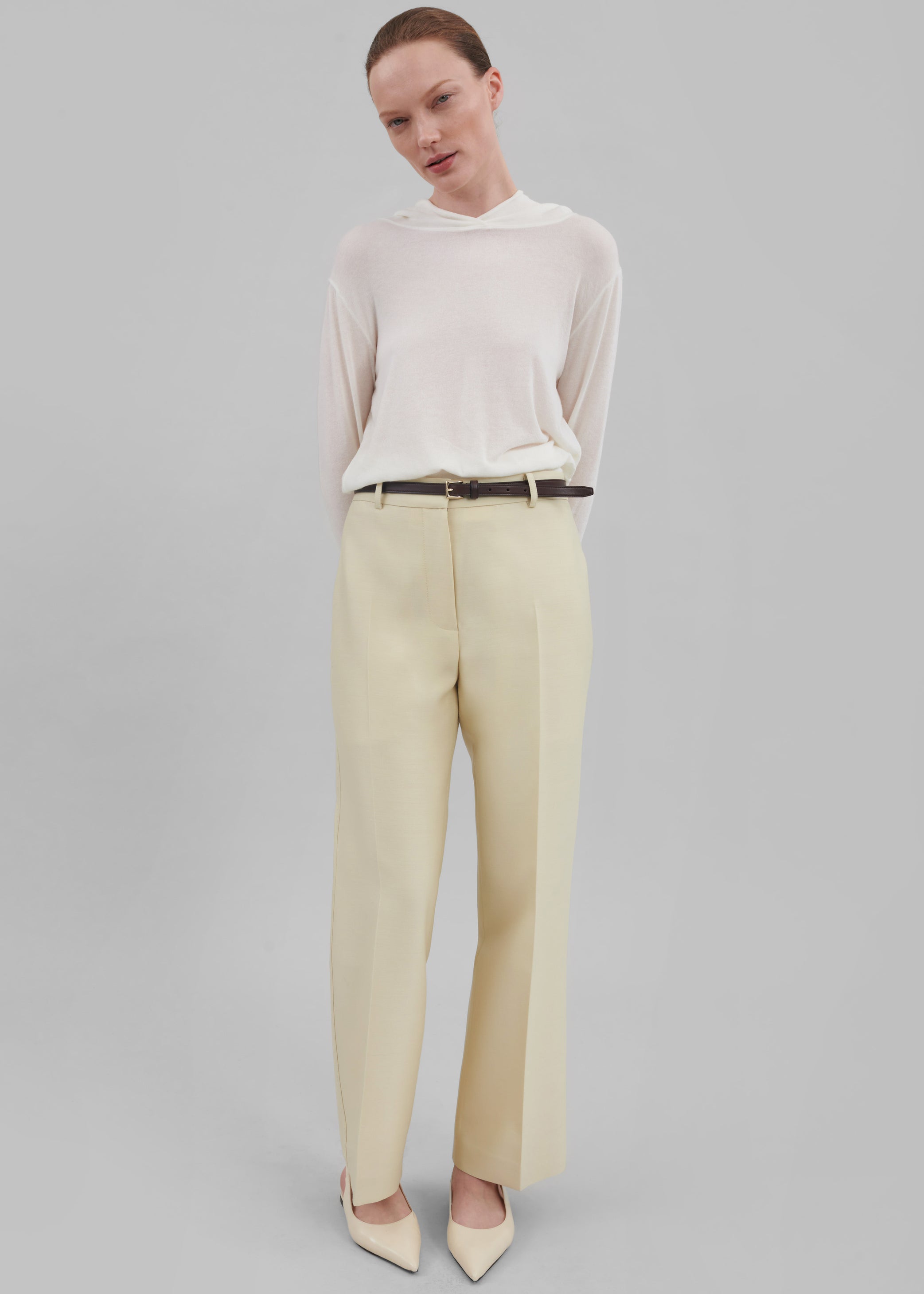 Shop the look image for Emra Silk Trousers - Pale Yellow