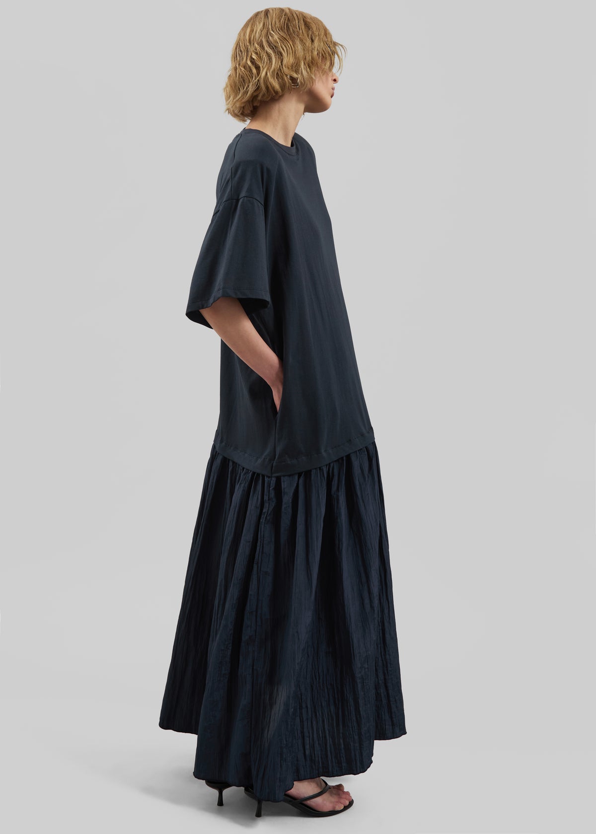 ruffle t shirt dress Kacey Ruffled Mini Black / XS by Sugarlips pair with a denim jacket and ankle boots during cooler months or wear alone with flip flops for warmer days THE RUFFLE HIGH-LOW SHIRT DRESS