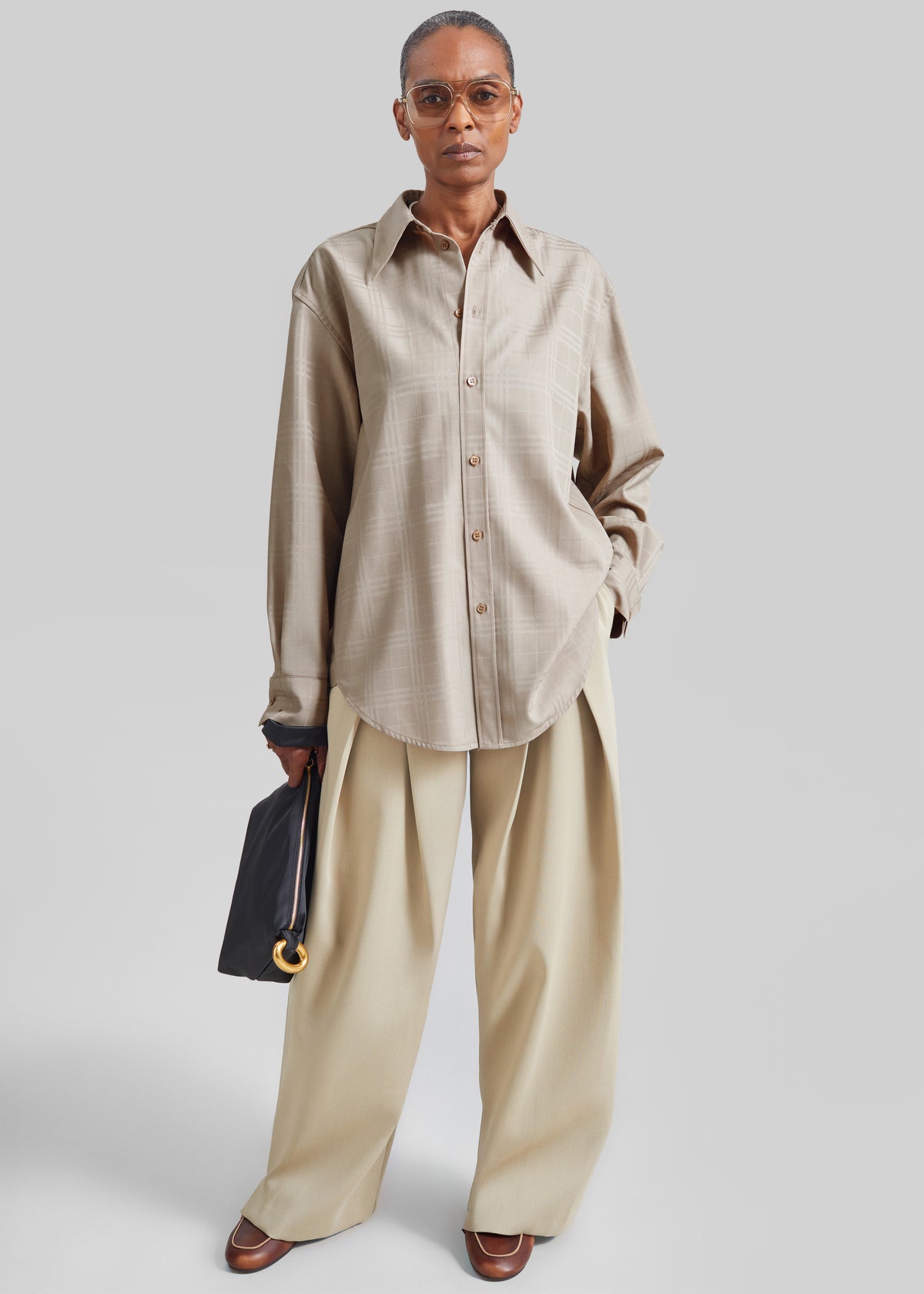 Ennio Tonal Shirt - Checked Beige
