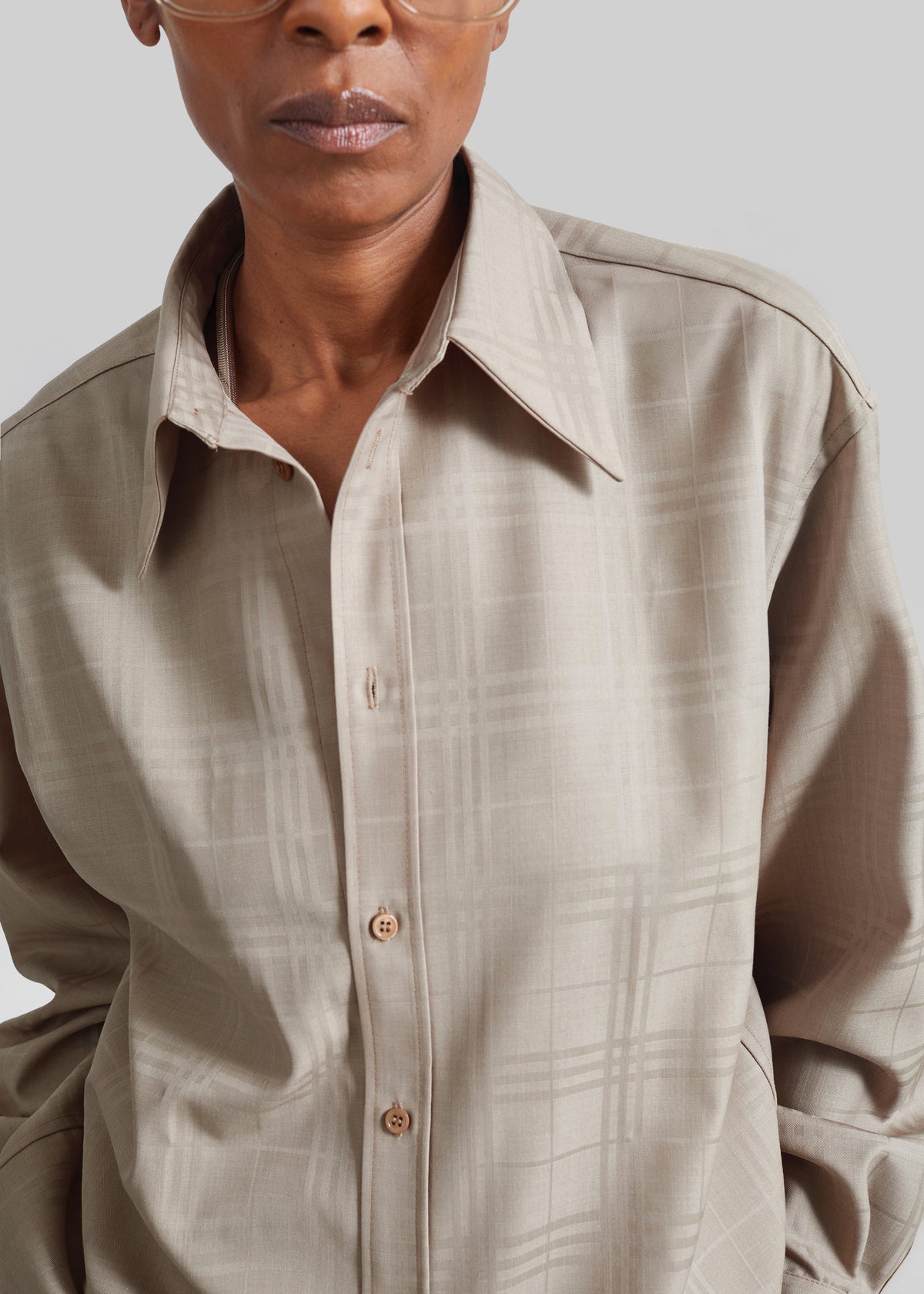 Ennio Tonal Shirt - Checked Beige