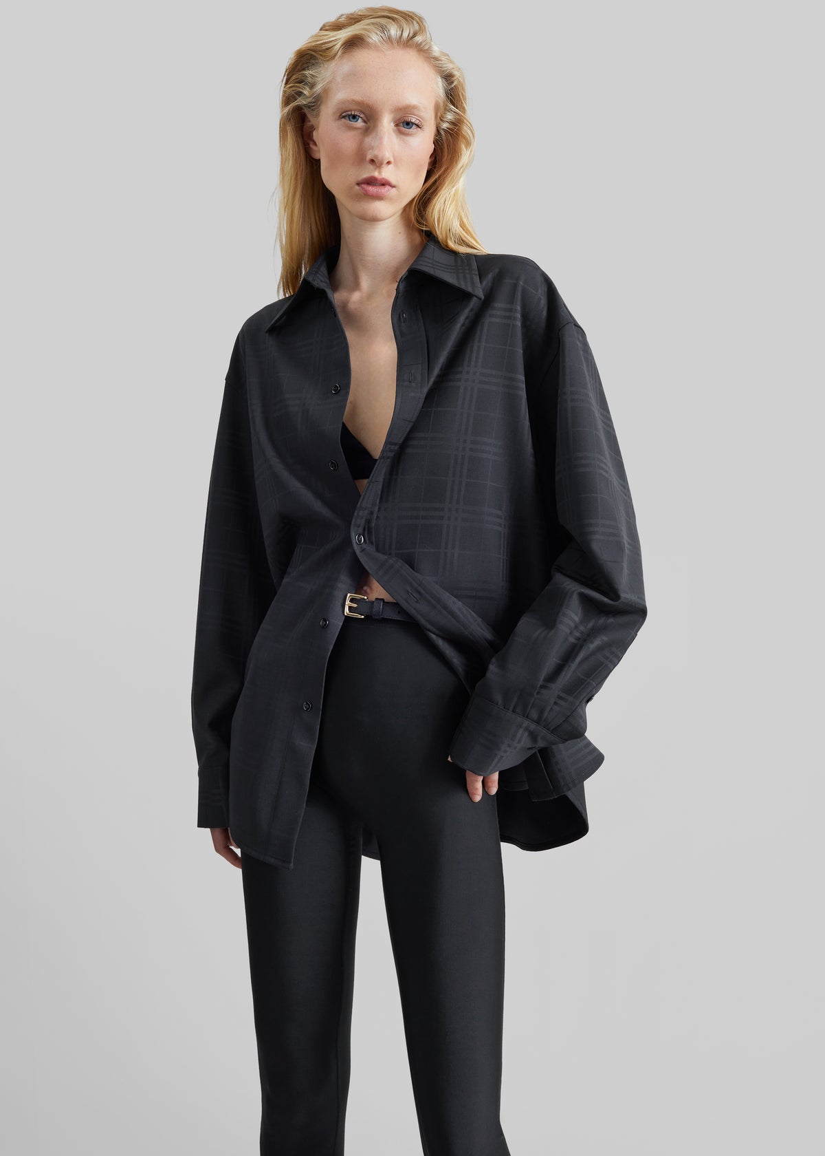 Ennio Tonal Shirt - Checked Black