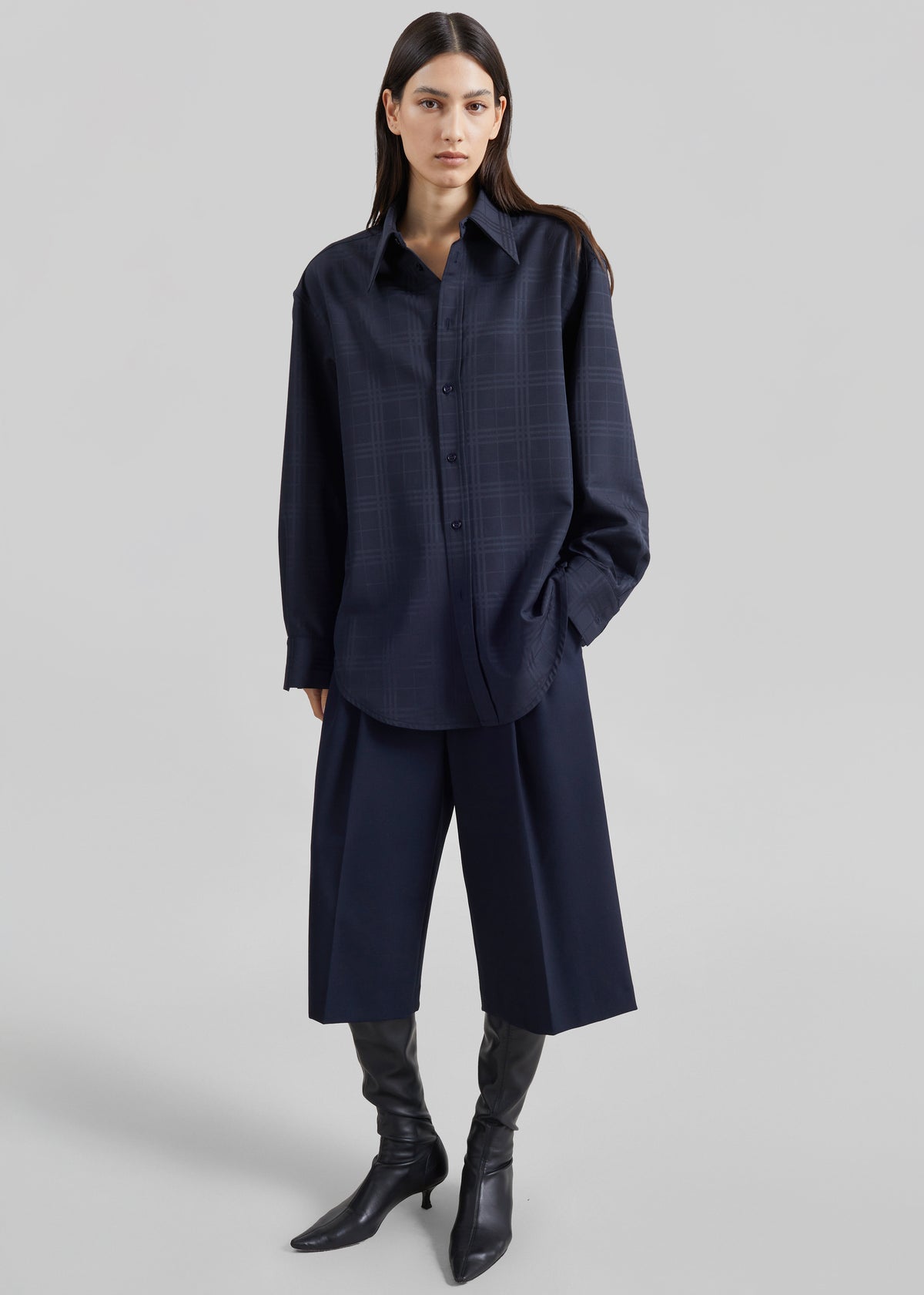 Ennio Tonal Shirt - Checked Navy
