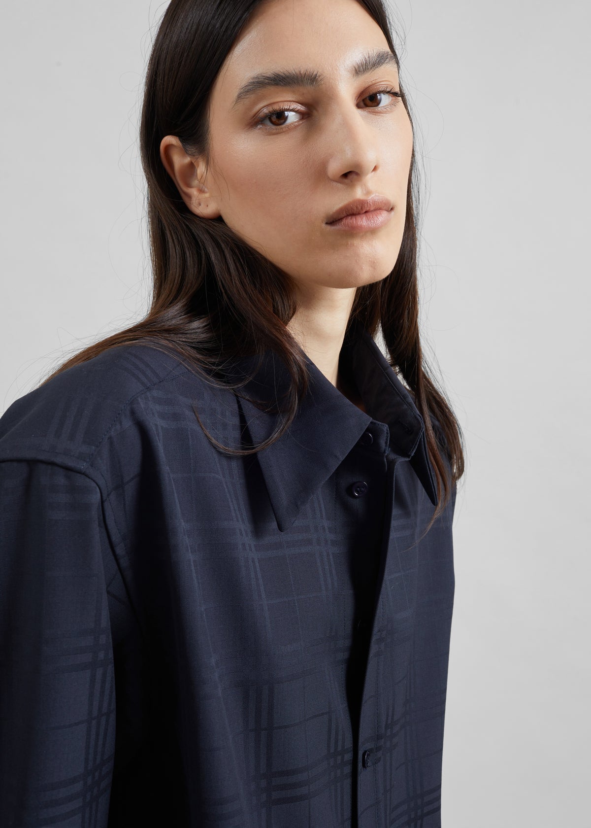 Ennio Tonal Shirt - Checked Navy