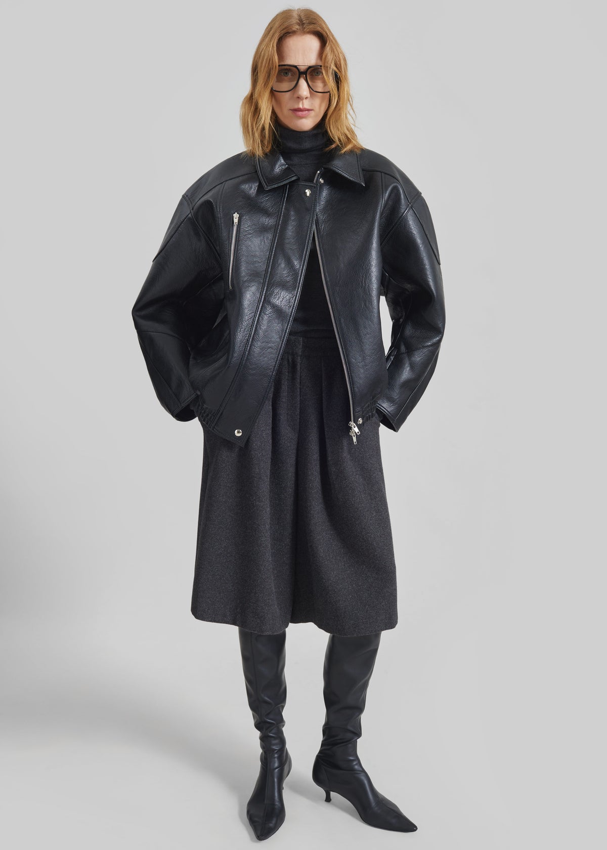 Enora Faux Leather Jacket - Black - 12