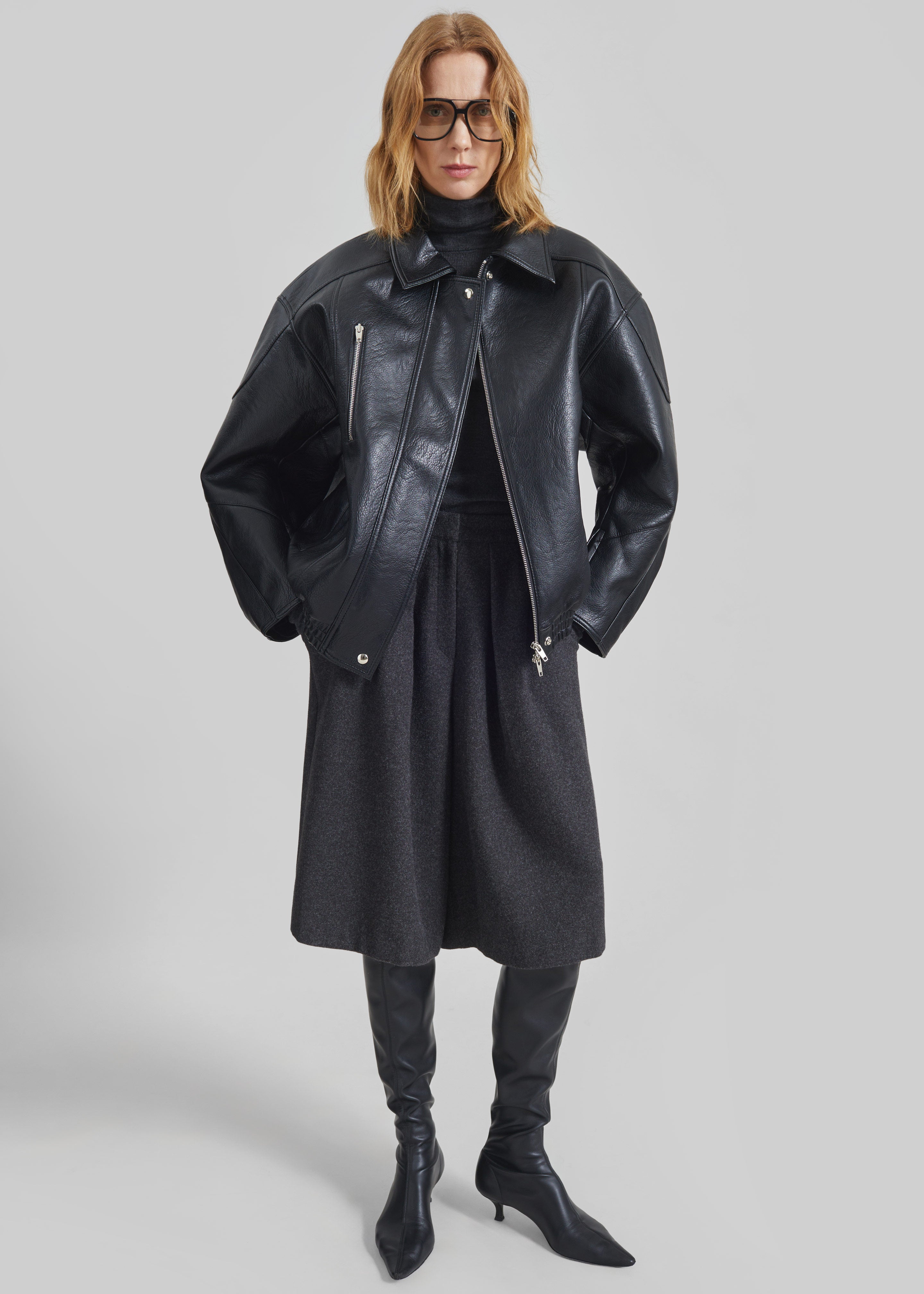 Enora Faux Leather Jacket - Black - 12