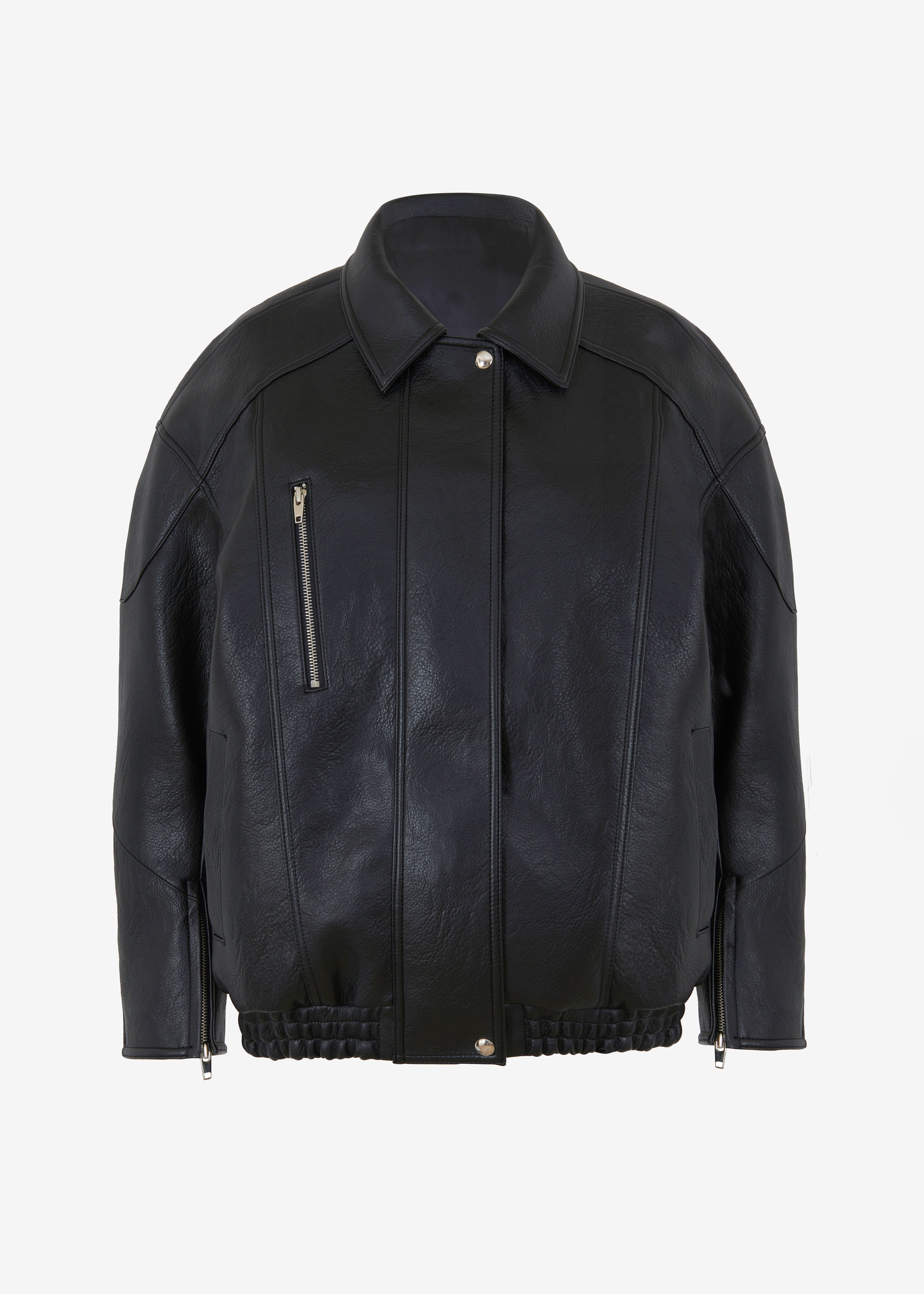 Enora Faux Leather Jacket - Black - 14