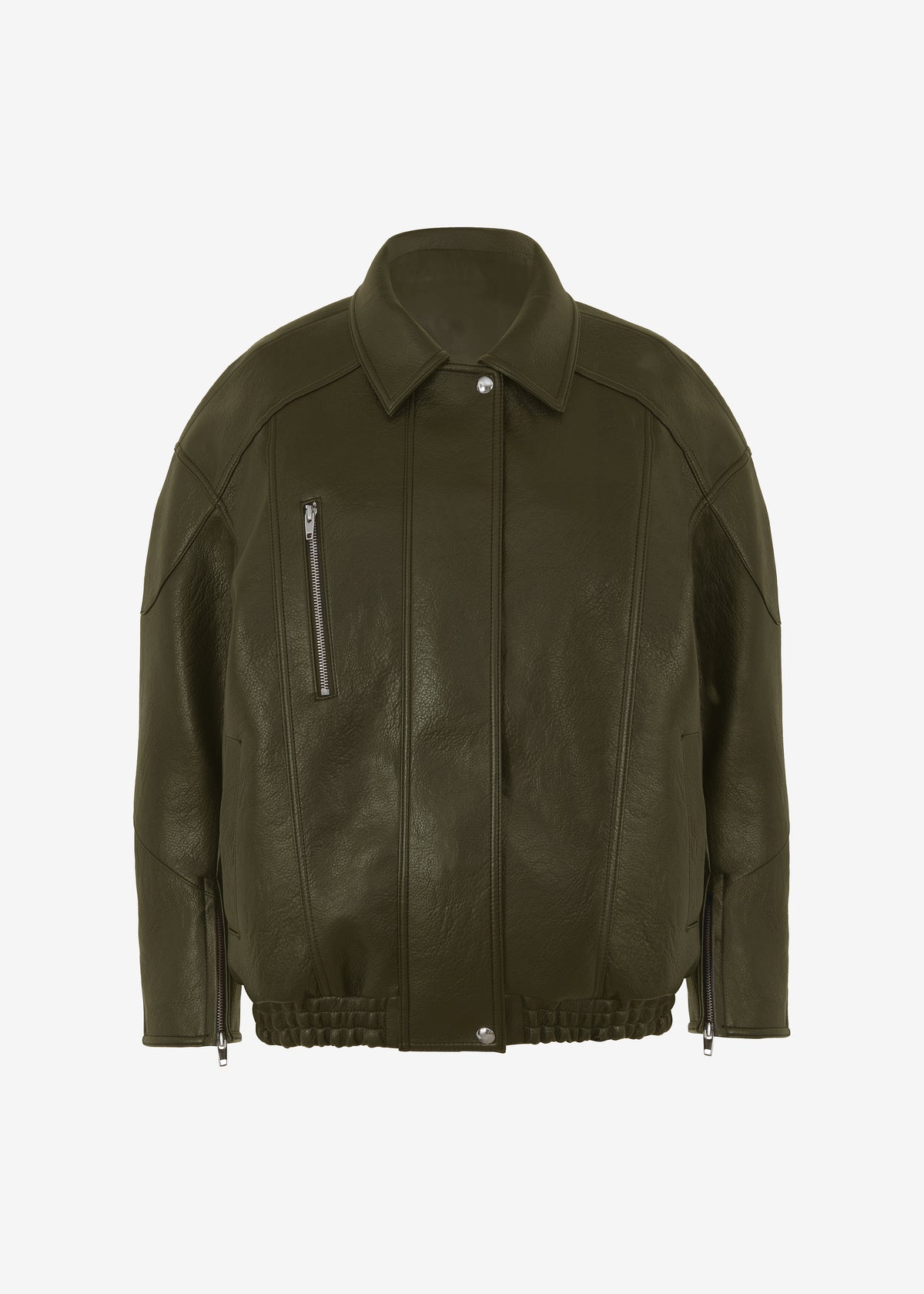 Enora Faux Leather Jacket - Olive - 12