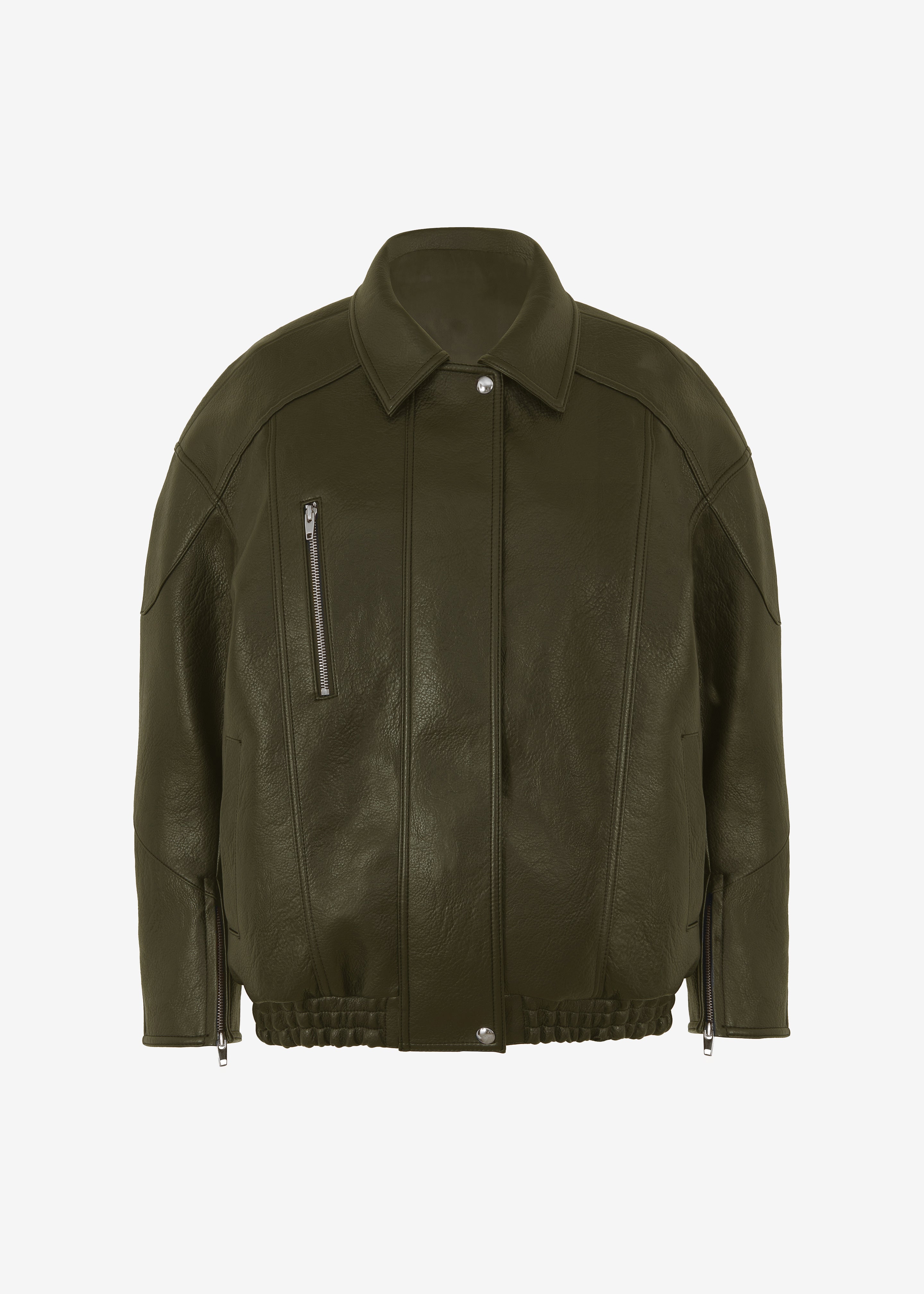 Enora Faux Leather Jacket - Olive - 12