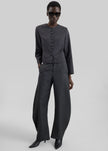 Enya Barrel Leg Pants - Dark Grey Melange