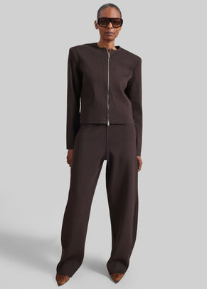 Enya Knit Barrel Leg Pants - Brown