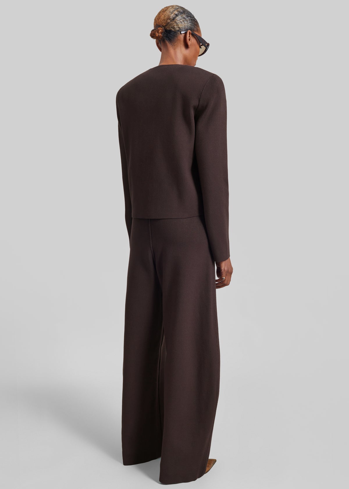 Enya Knit Barrel Leg Pants - Brown