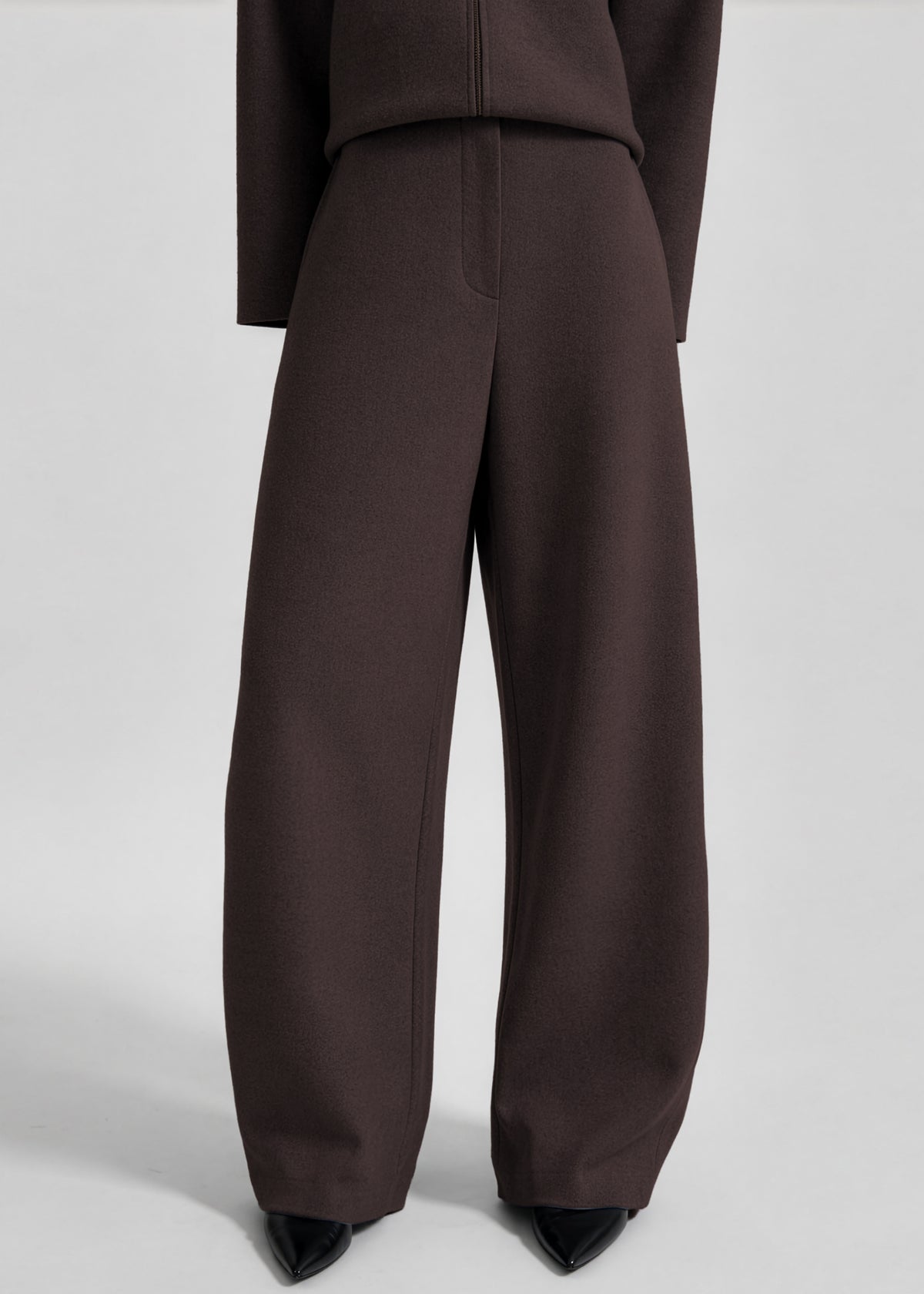Enya Knit Barrel Leg Pants - Brown