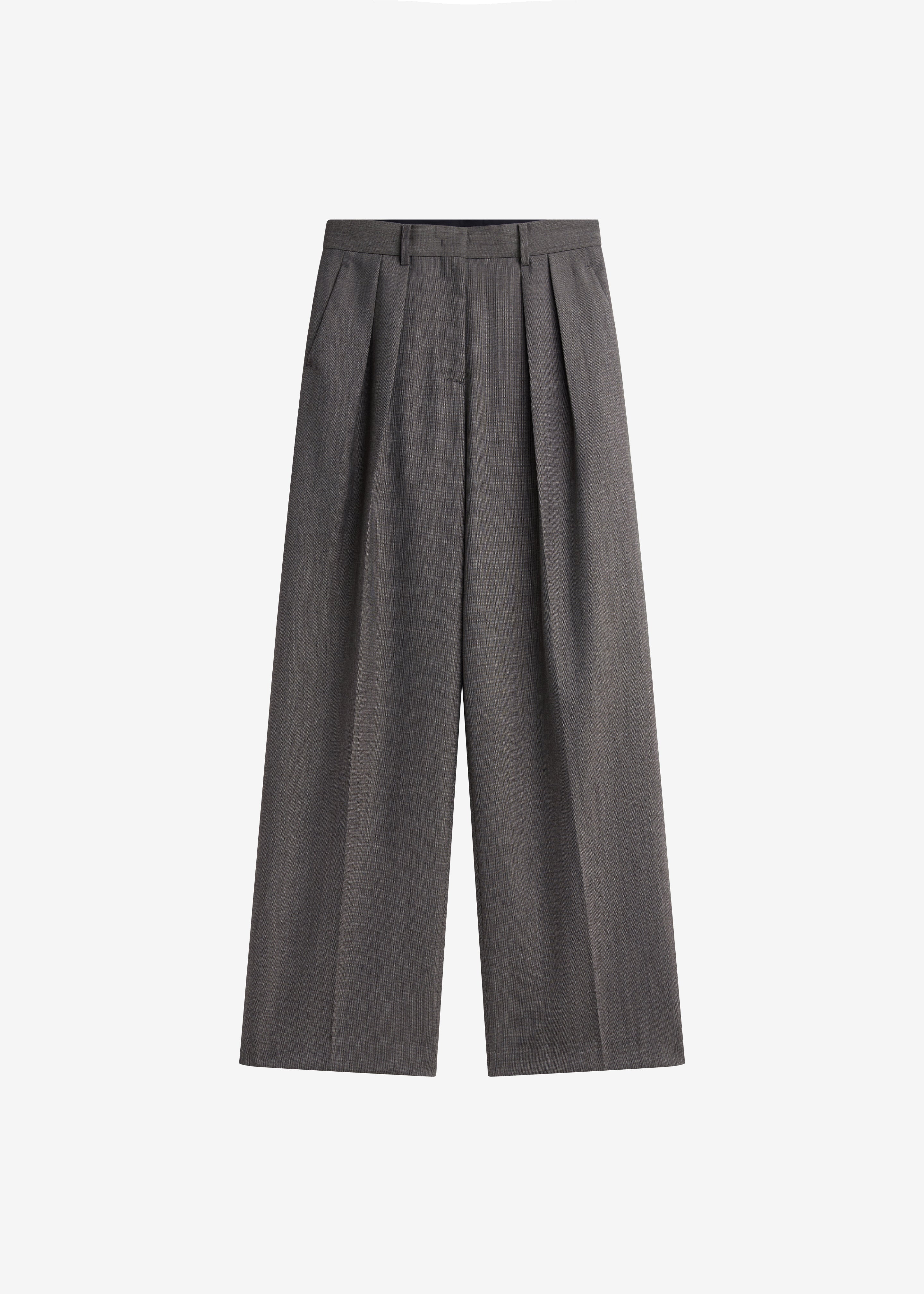 Erena Pleated Trousers - Dark Taupe - 8