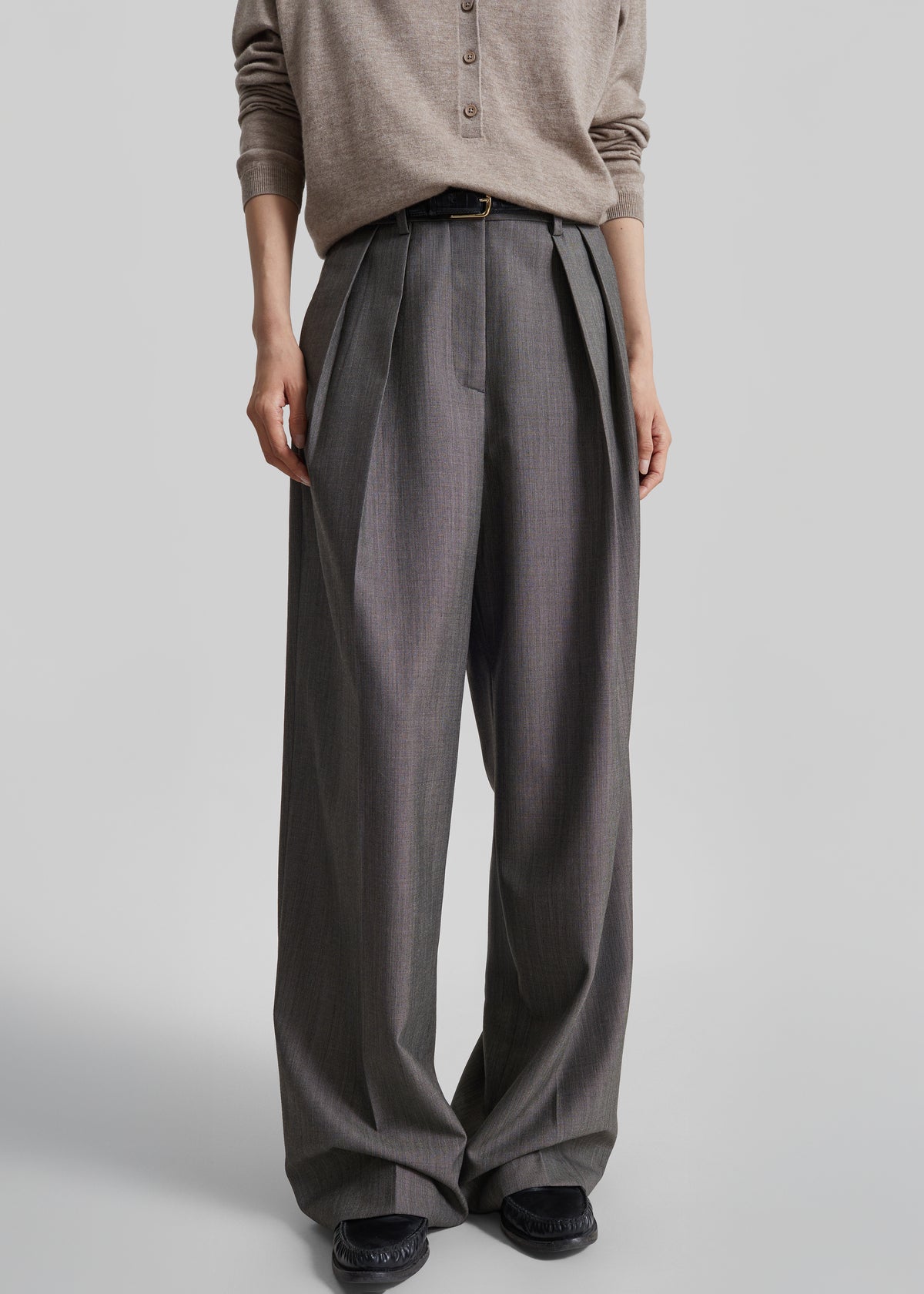Erena Pleated Trousers - Dark Taupe - 6