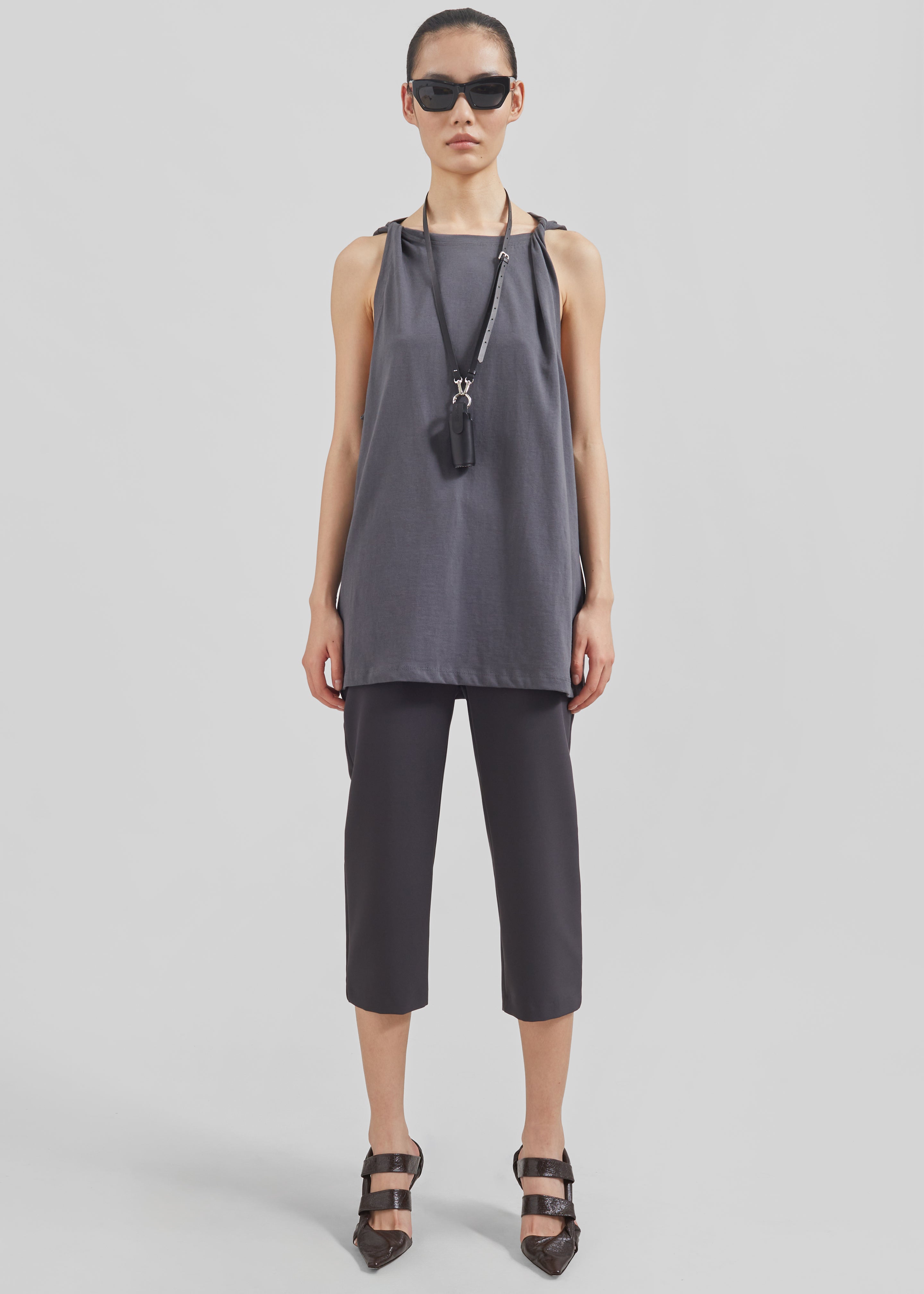 Erika Twisted Sleeve Tank - Charcoal - 3